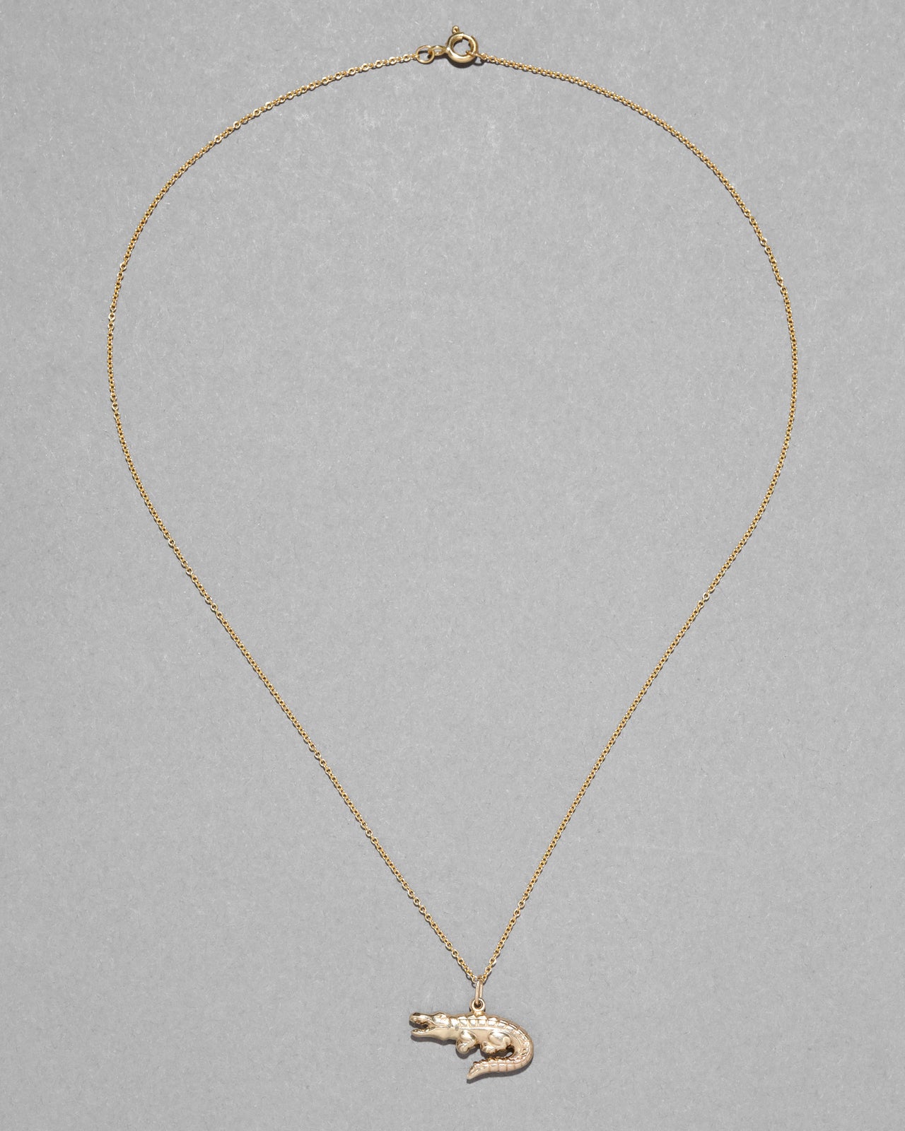 Vintage 1970s 14k Gold Fill Crocodile Pendant Necklace - Photo 2