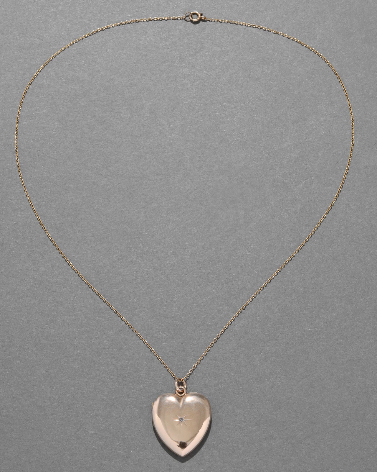 Antique 1920s 14k Gold Filled Crystal Hand Etched Heart Locket Necklace - Photo 2