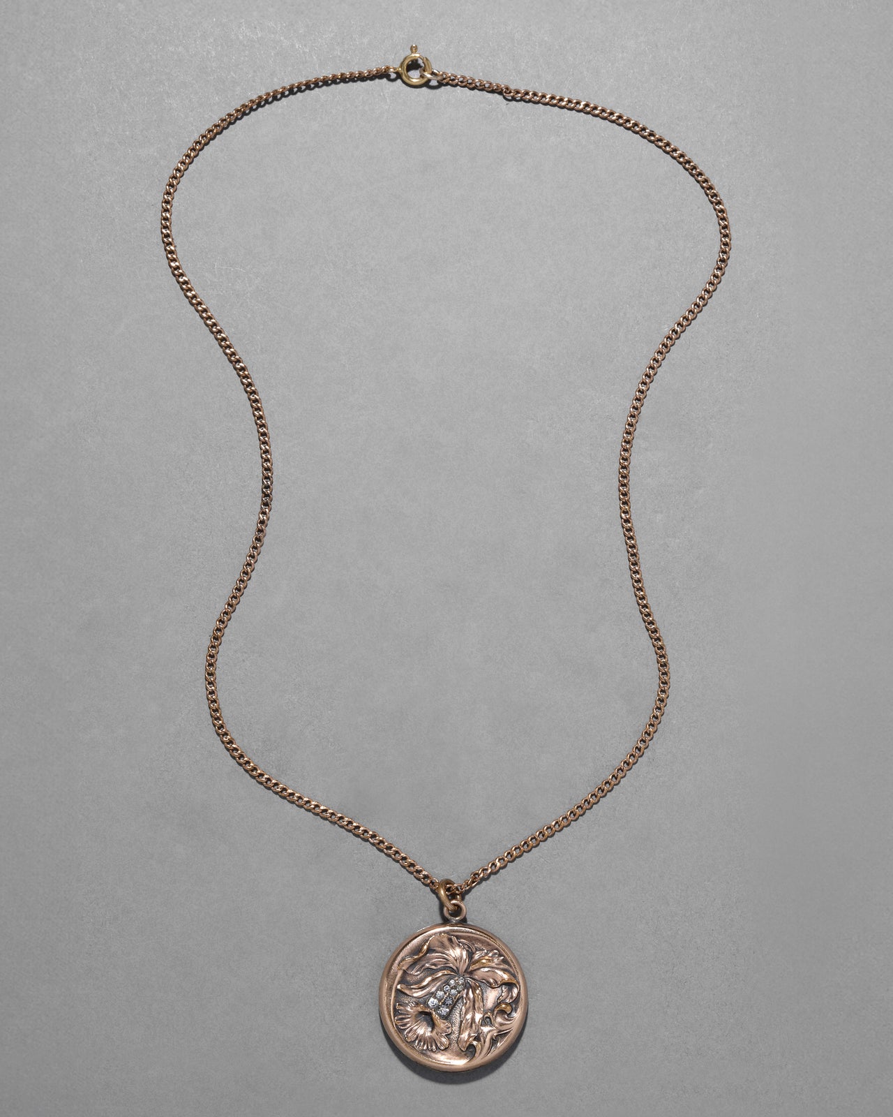 Antique Victorian 1800s 14k Gold Filled Crystal Iris Locket Necklace - Photo 2