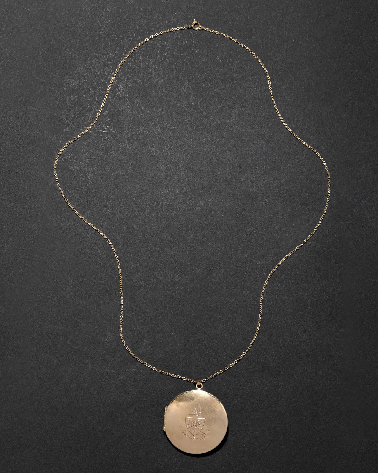 Vintage 1970s 14k Gold Fill Coat of Arms Locket Necklace - Photo 2