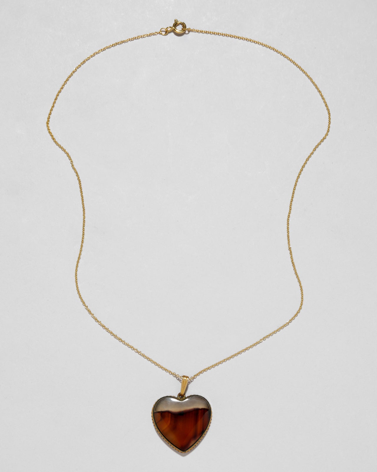Antique 1800s 12k Gold Fill Picture Agate Heart Pendant Necklace - Photo 2