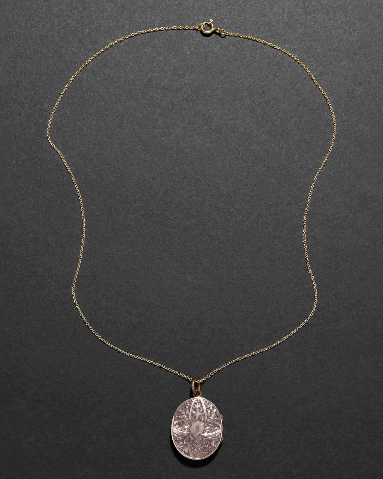 Antique Victorian 1800s 14k Gold Fill Hand Etched Locket Necklace - Photo 2