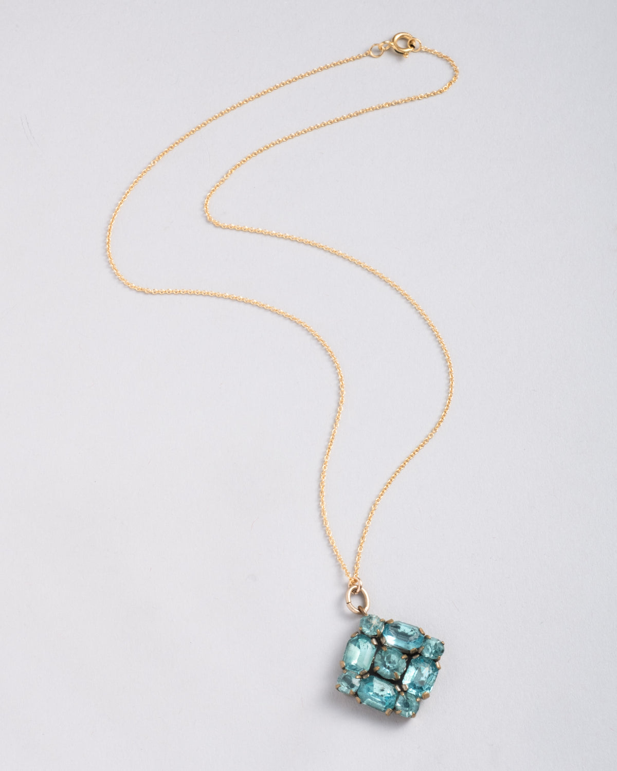 Antique Early 1920s Plated Base Metal & Crystal Pendant Necklace - Photo 2