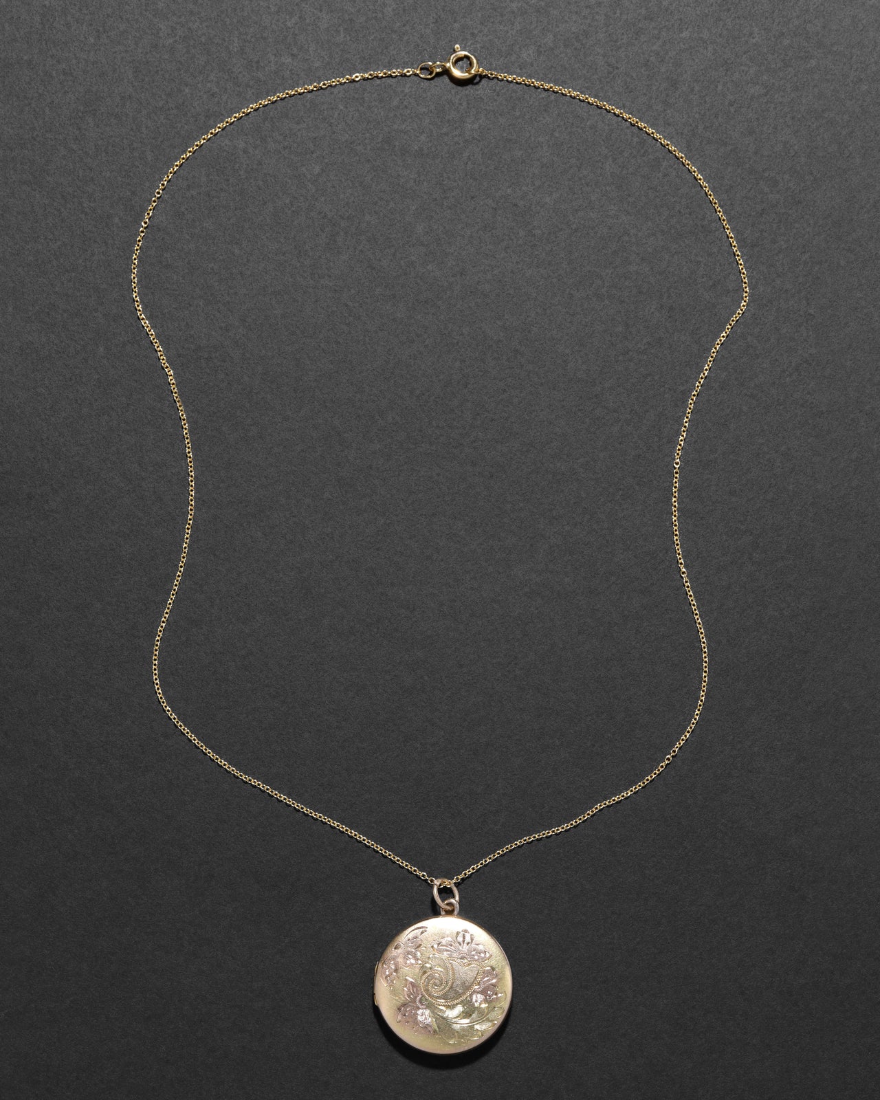 Vintage 1930s 12k Two-Tone Gold Fill Double Sided Locket Necklace - Photo 2