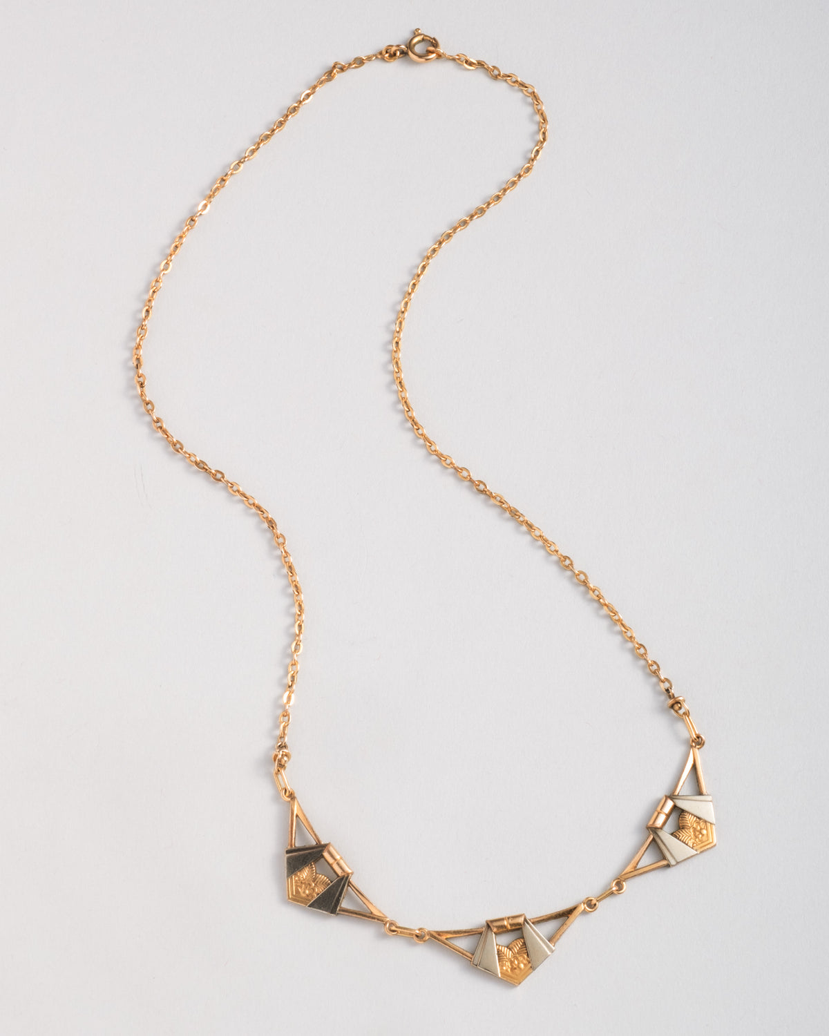 Antique Deco 14k White & Yellow Gold Fill Necklace - Photo 2