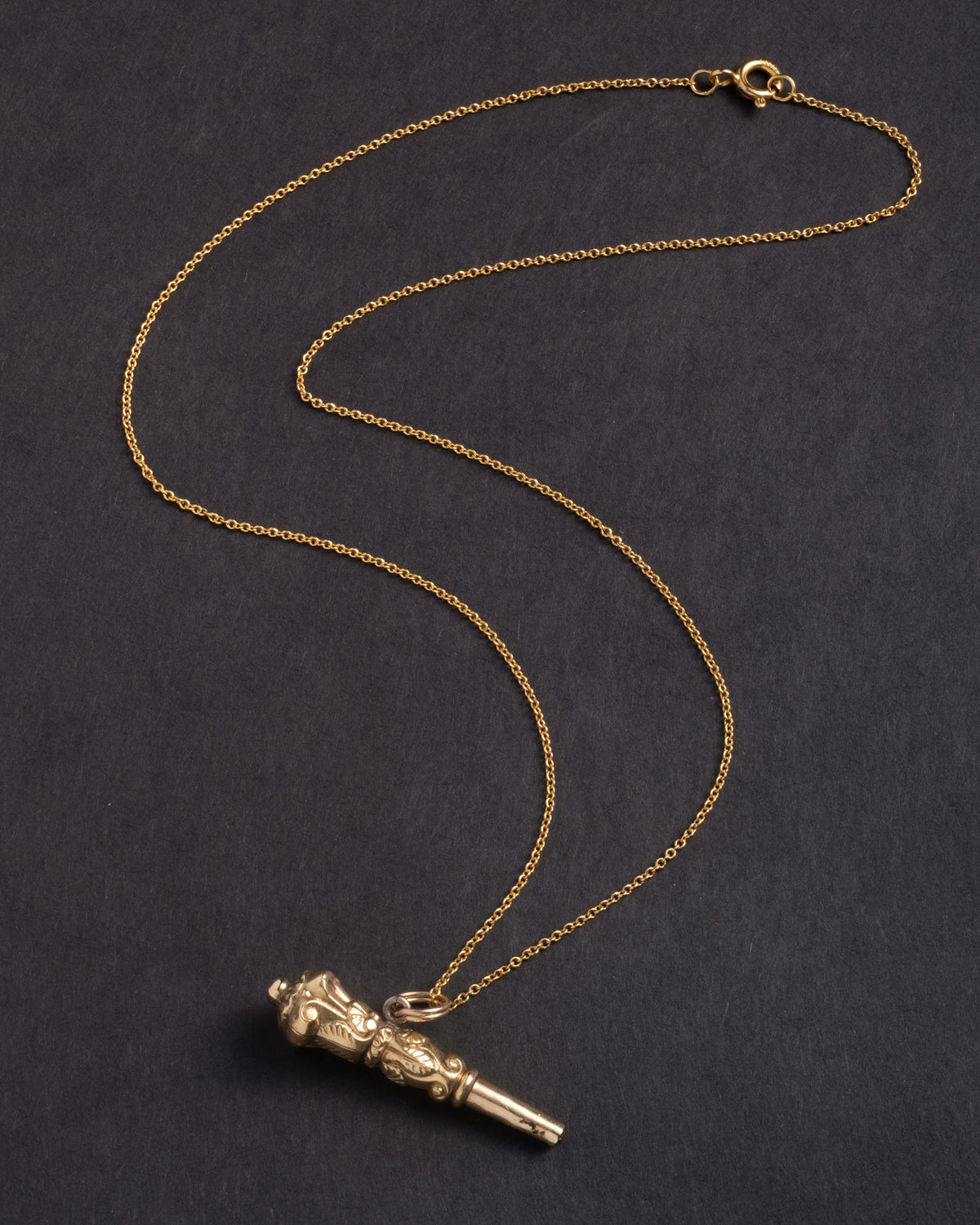 Antique 1800s 14k Gold Fill Watch Key Fob Pendant Necklace - Photo 2