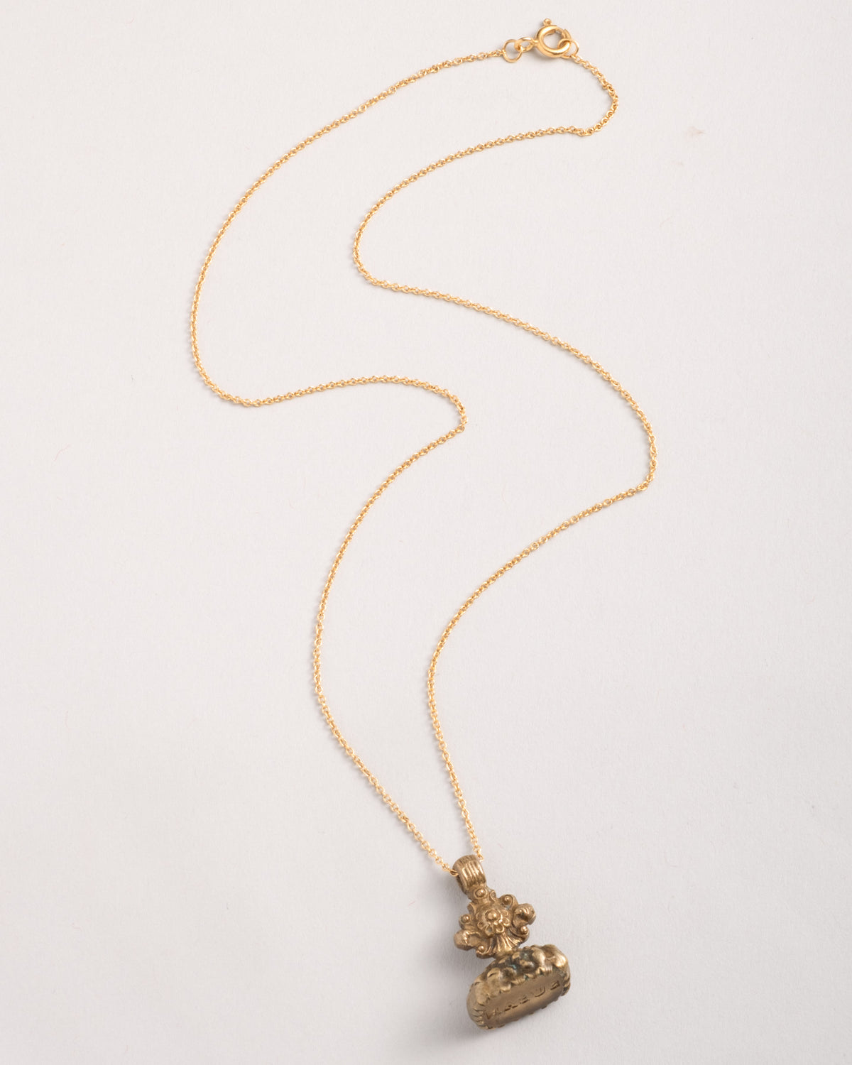 Antique 1800s 14k Gold Fill Ornate Seal Pendant Necklace - Photo 2