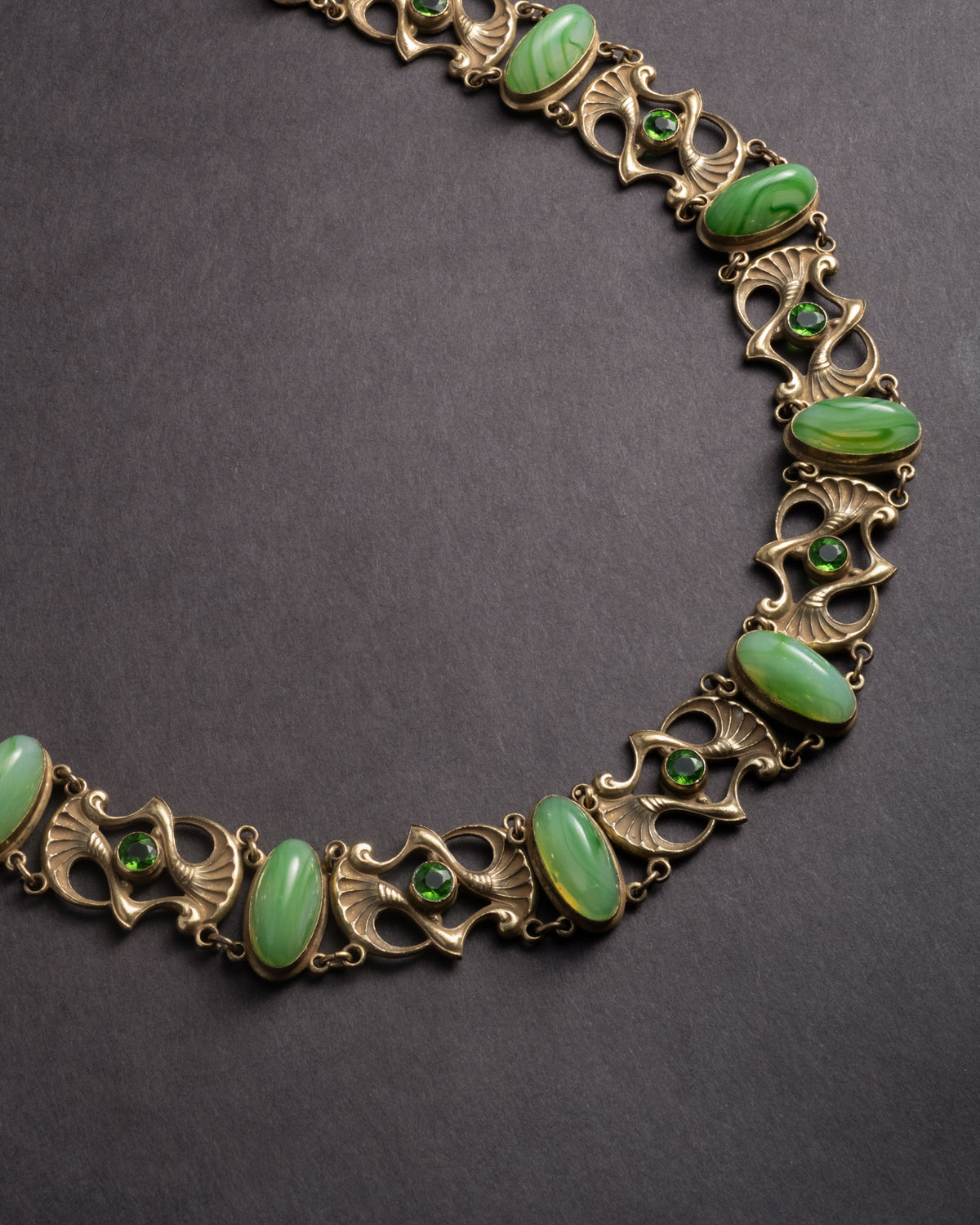 Antique Early 1900s Art Nouveau Crystal & Glass 14k Gold Fill French Choker Necklace - Photo 2