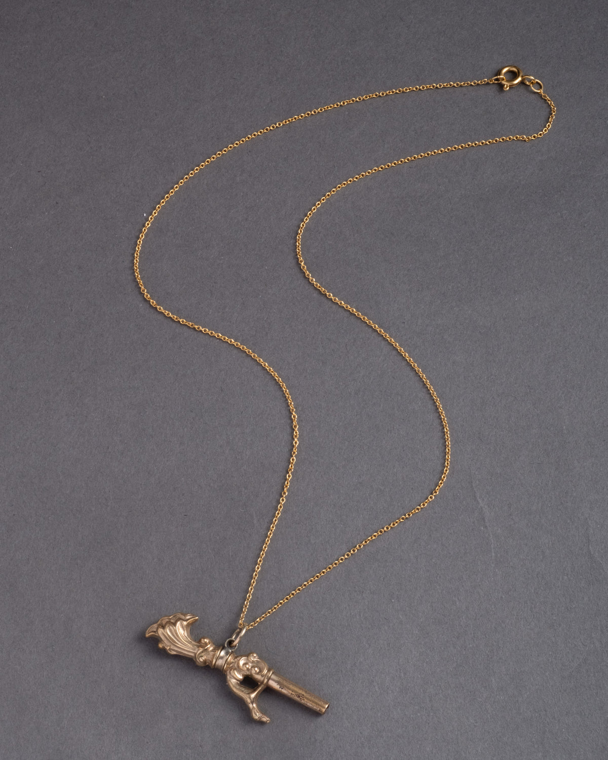Antique 1800s 14k Gold Fill Watch Dog Fob Key Pendant Necklace - Photo 2