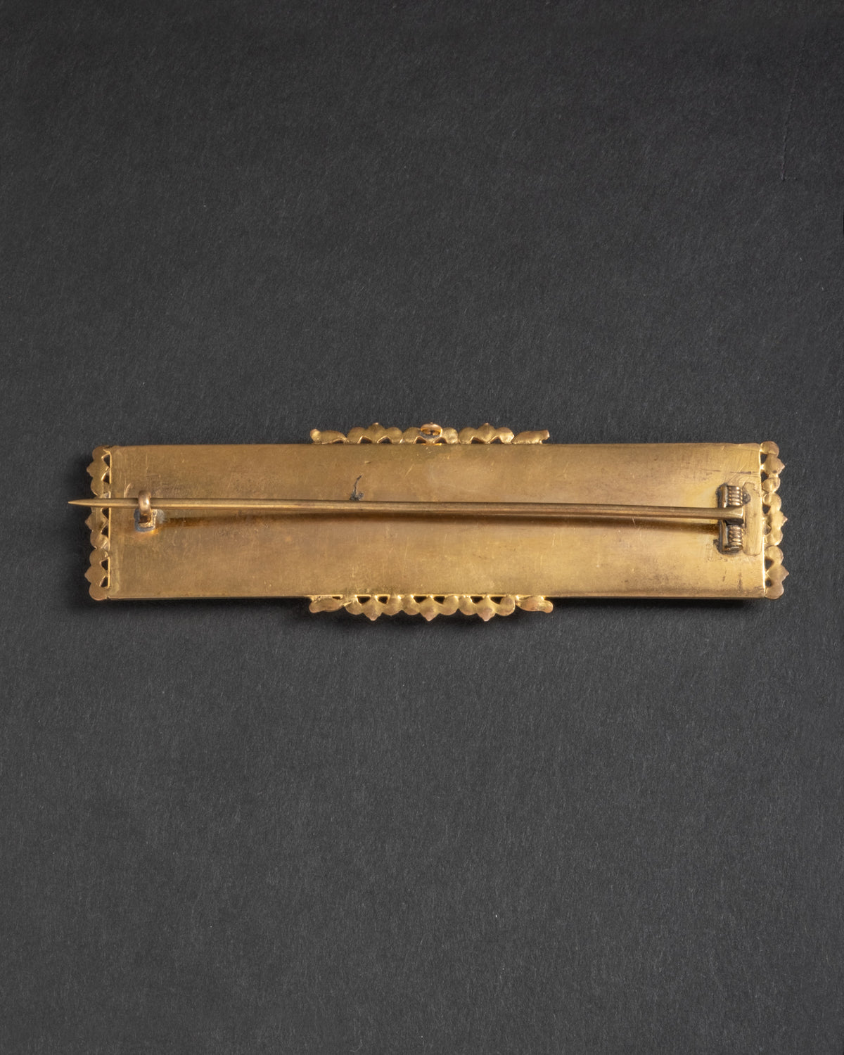 Antique Victorian 1800s 14k Gold Fill Ebony & Mother of Pearl Inlay Pin - Photo 2