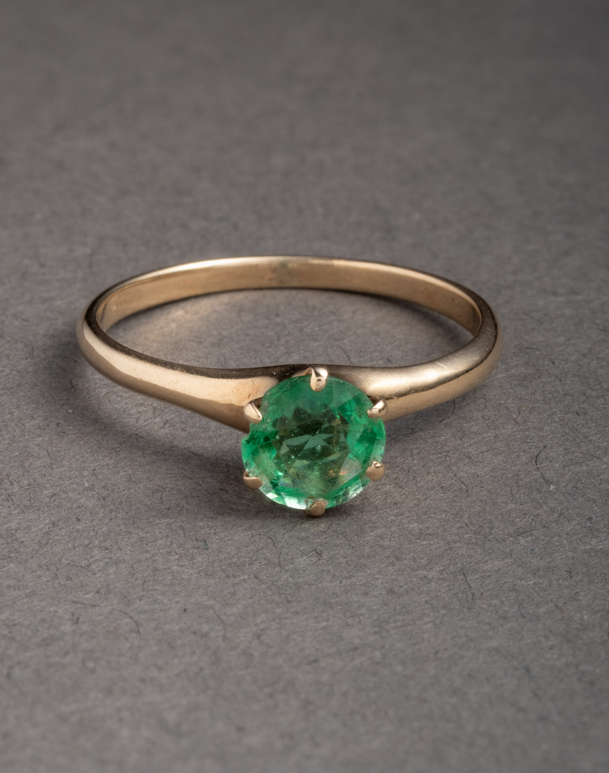 Antique 1910s-20s 10k Gold & Synthetic Emerald Ring - Photo 2