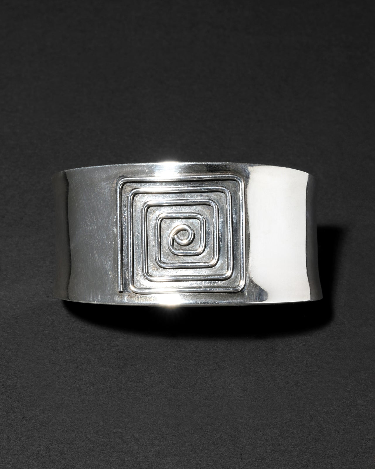 Vintage 1980s Mexican Sterling Silver Modernist Spiral Cuff Bracelet - Photo 2
