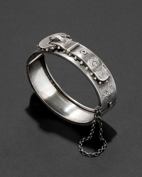 Antique 1800s Victorian Sterling Silver Buckle Bracelet
