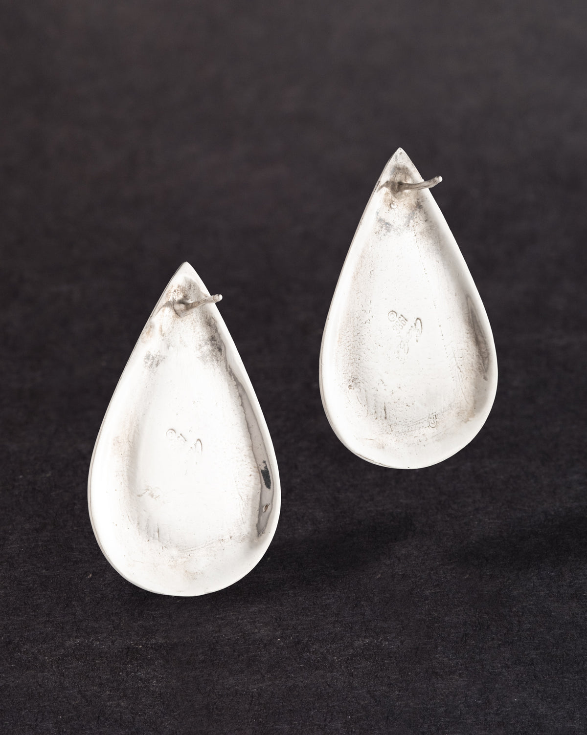 Vintage 1980s Sterling Silver & Malachite Teardrop Earring - Photo 2