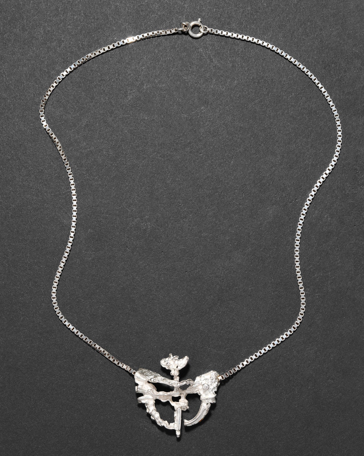 Vintage 1980s Sterling Silver Sculptural Pendant Necklace - Photo 2