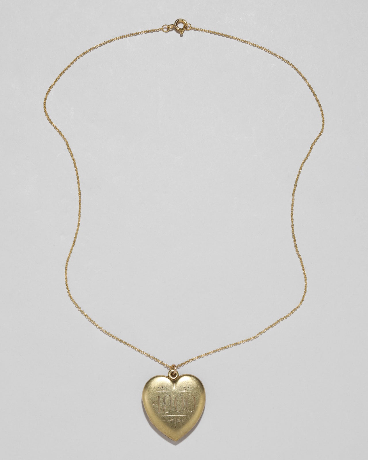 Antique 1900s Gold Plated Sterling Silver Hand Etched Heart Locket Necklace - Photo 2