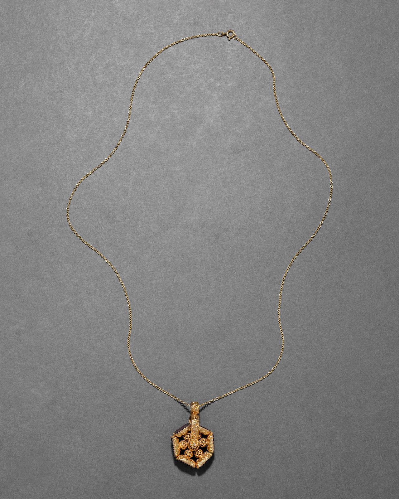 Antique Georgian 1860s Gold Plated Sterling Silver Hand Etched Amethyst Fob Necklace - Photo 2