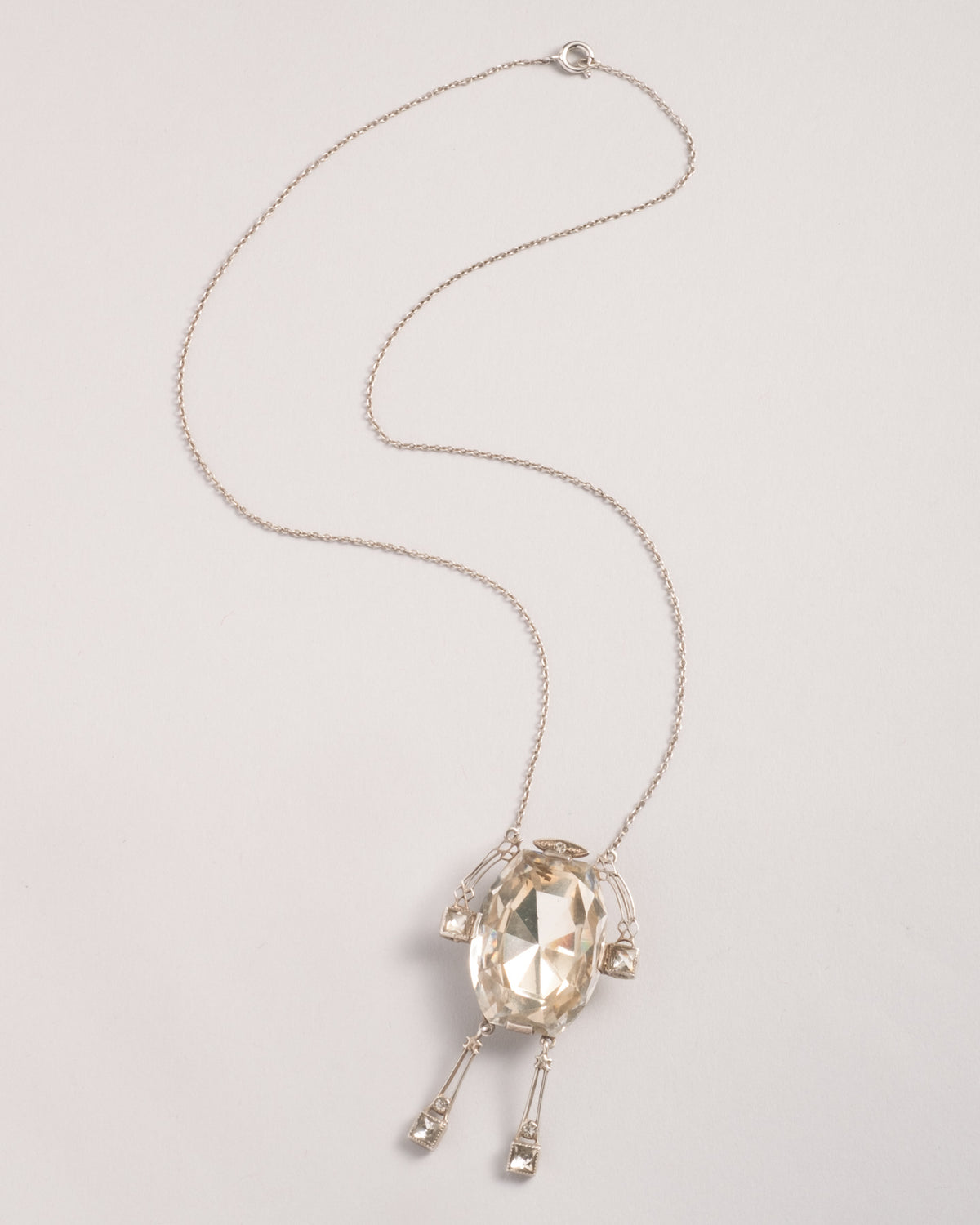 Antique 1920s Sterling Silver & Paste Crystal Austrian Necklace - Photo 2
