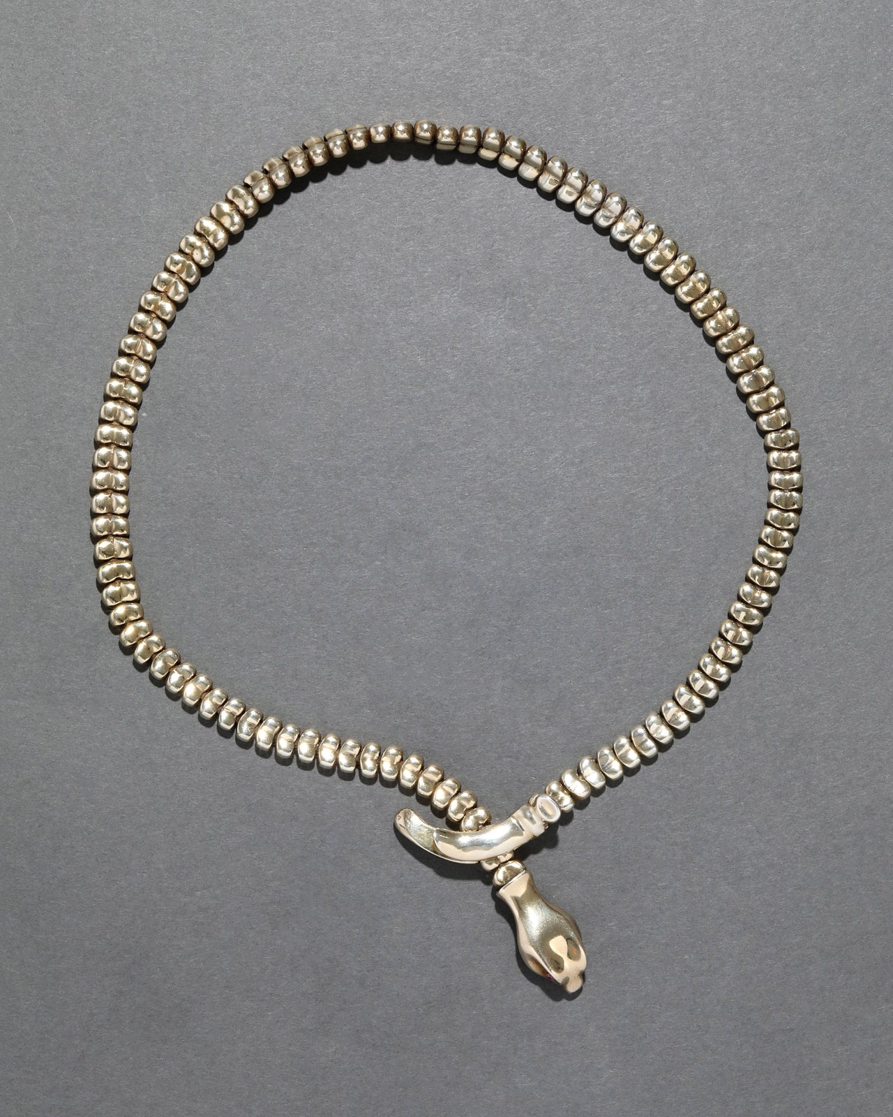 Vintage Sterling Silver with Gold Wash Snake Necklace - Photo 2