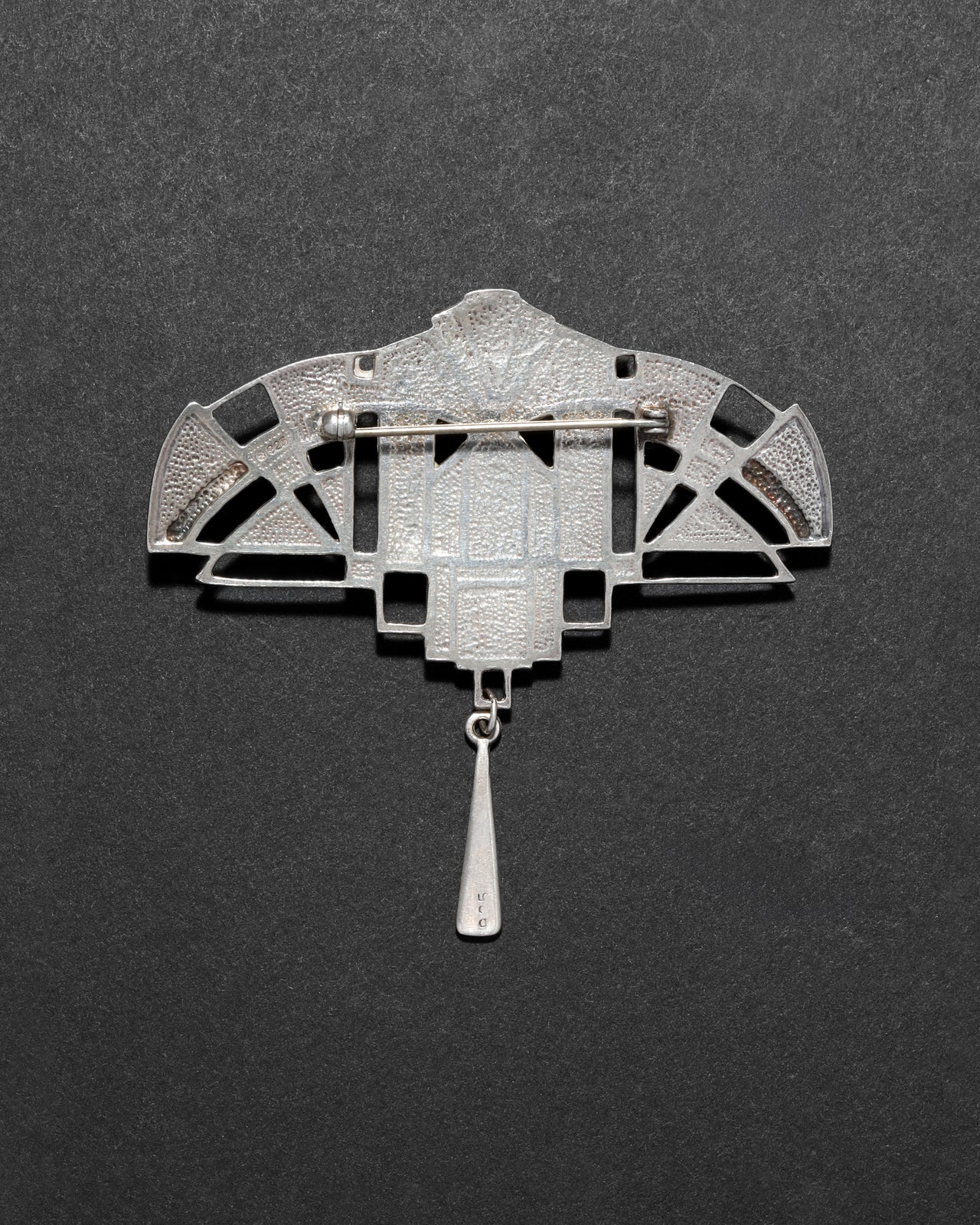 Vintage 1930s Sterling Silver with Enamel Deco Pin - Photo 2