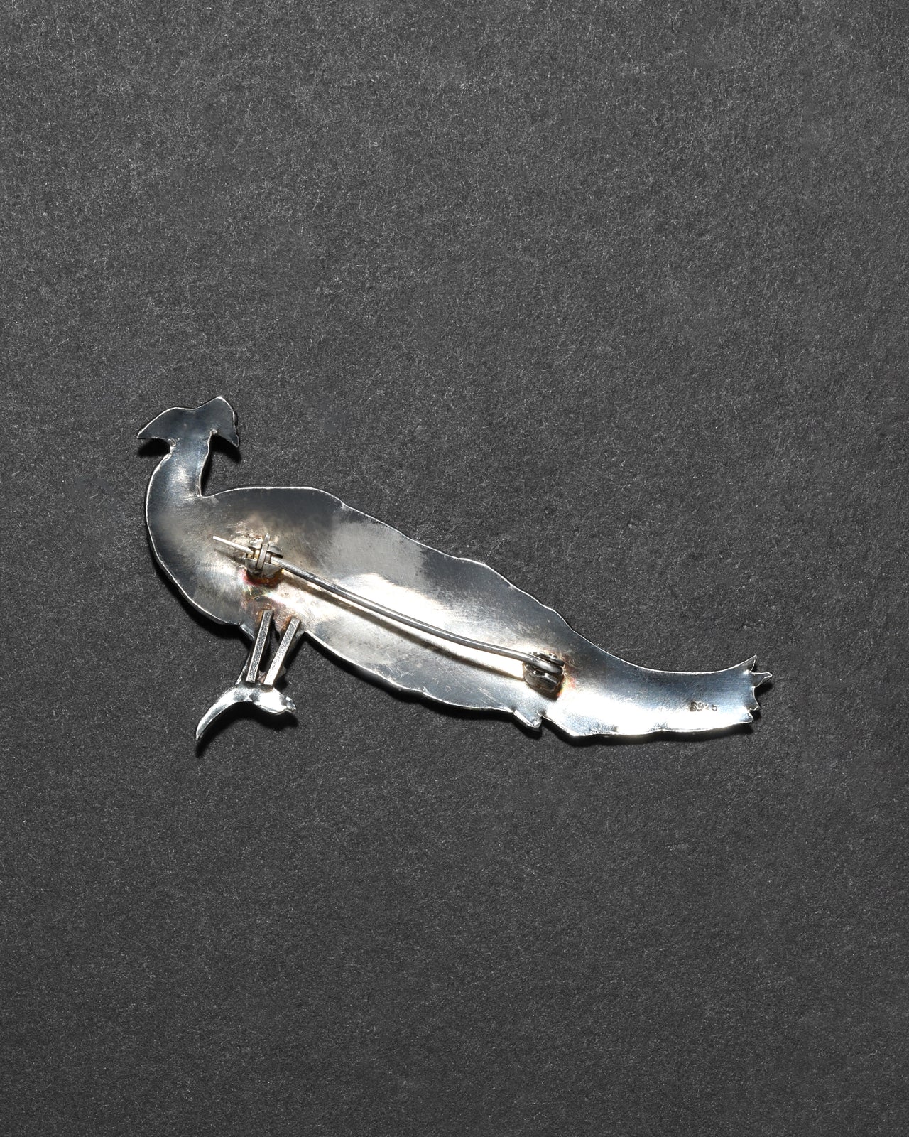 Vintage 1930s Sterling Silver & Enamel Peacock Pin - Photo 2