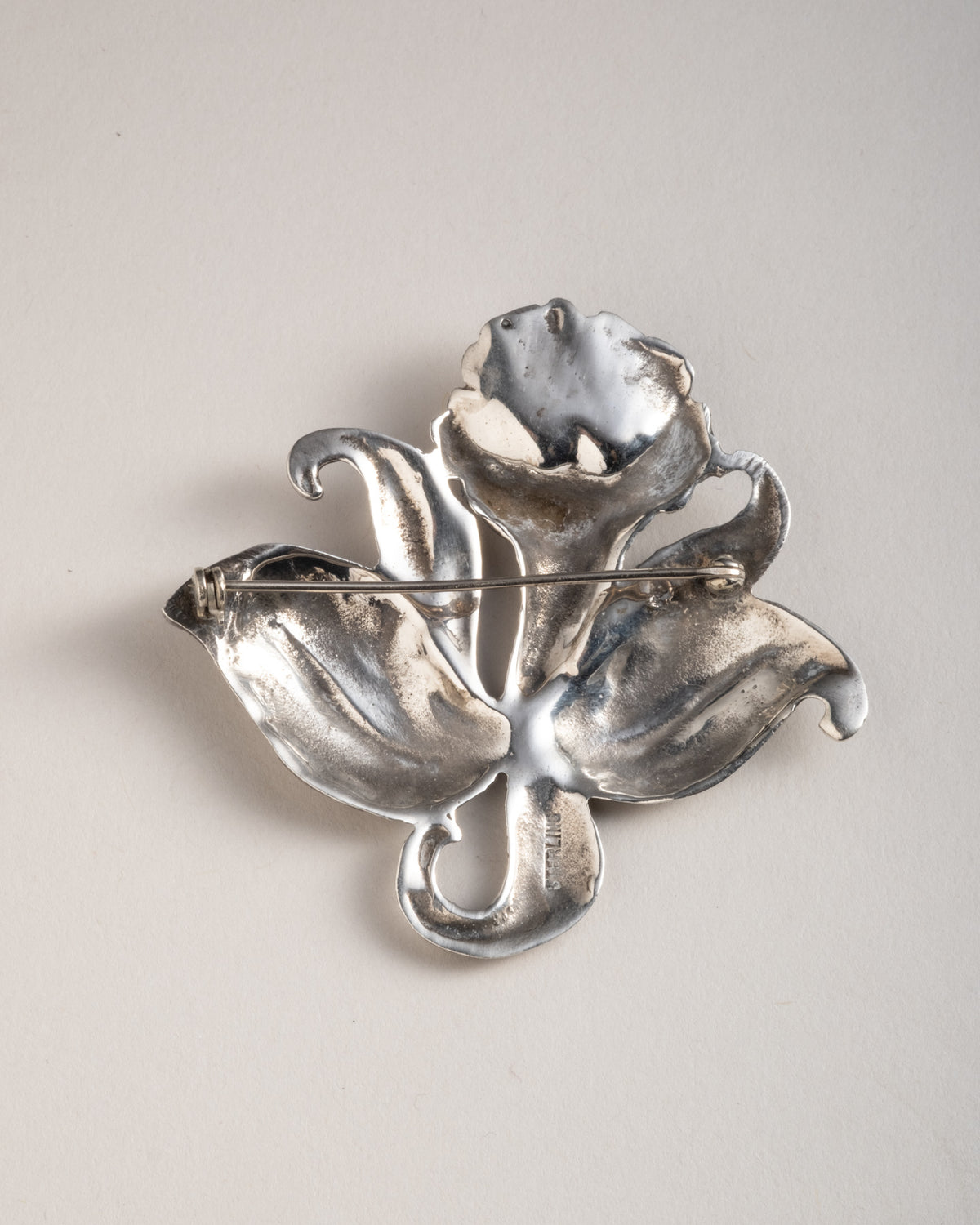 Vintage 1940s Sterling Silver Flower Pin - Photo 2