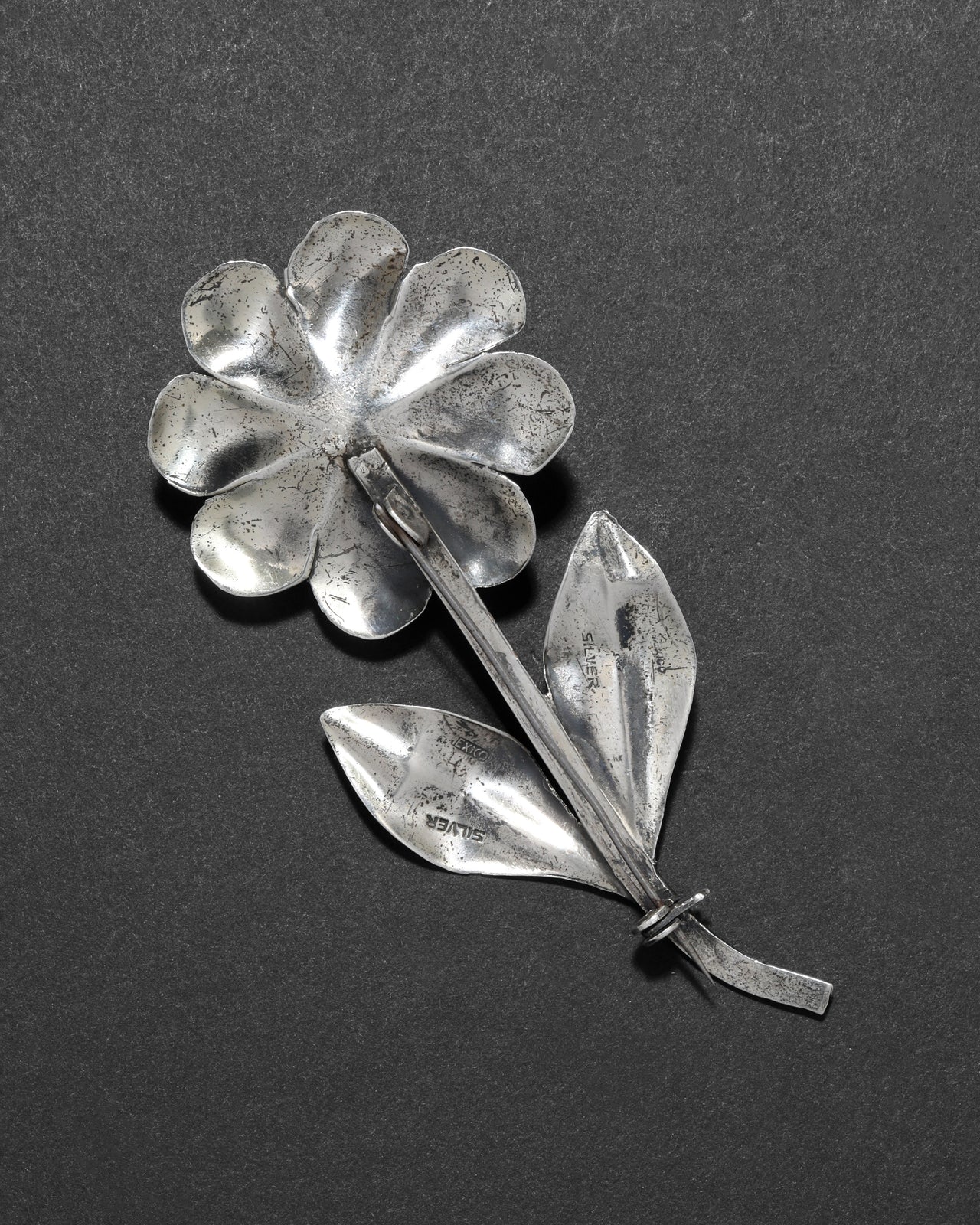 Vintage 1960s Mexican Sterling Silver Flower Pin - Photo 2