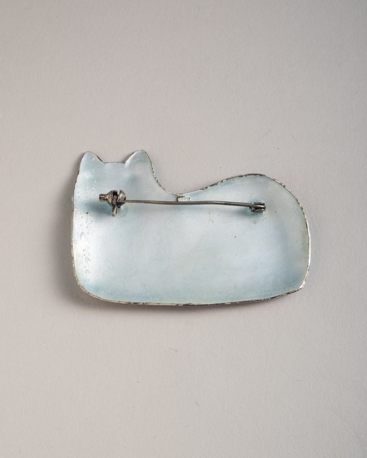 Vintage 1980s Sterling Silver & Enamel Cat Pin - Photo 2