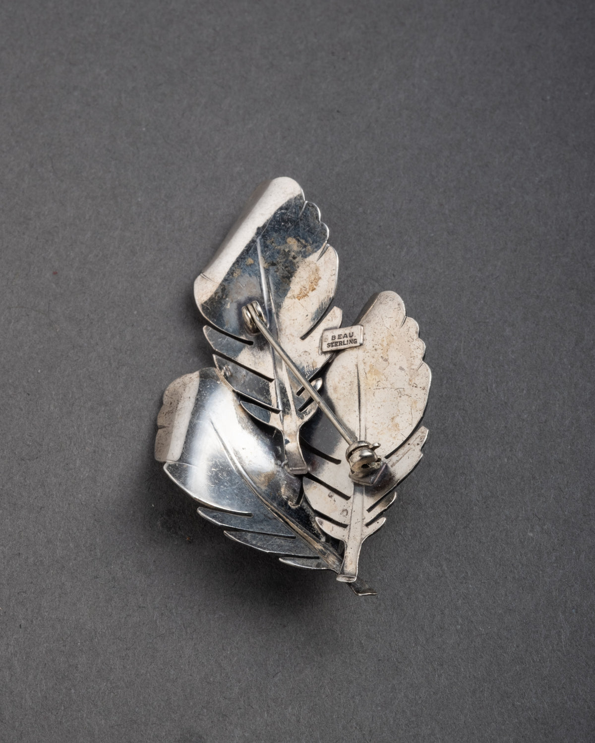 Vintage 1940s Sterling Silver Feather Pin - Photo 2
