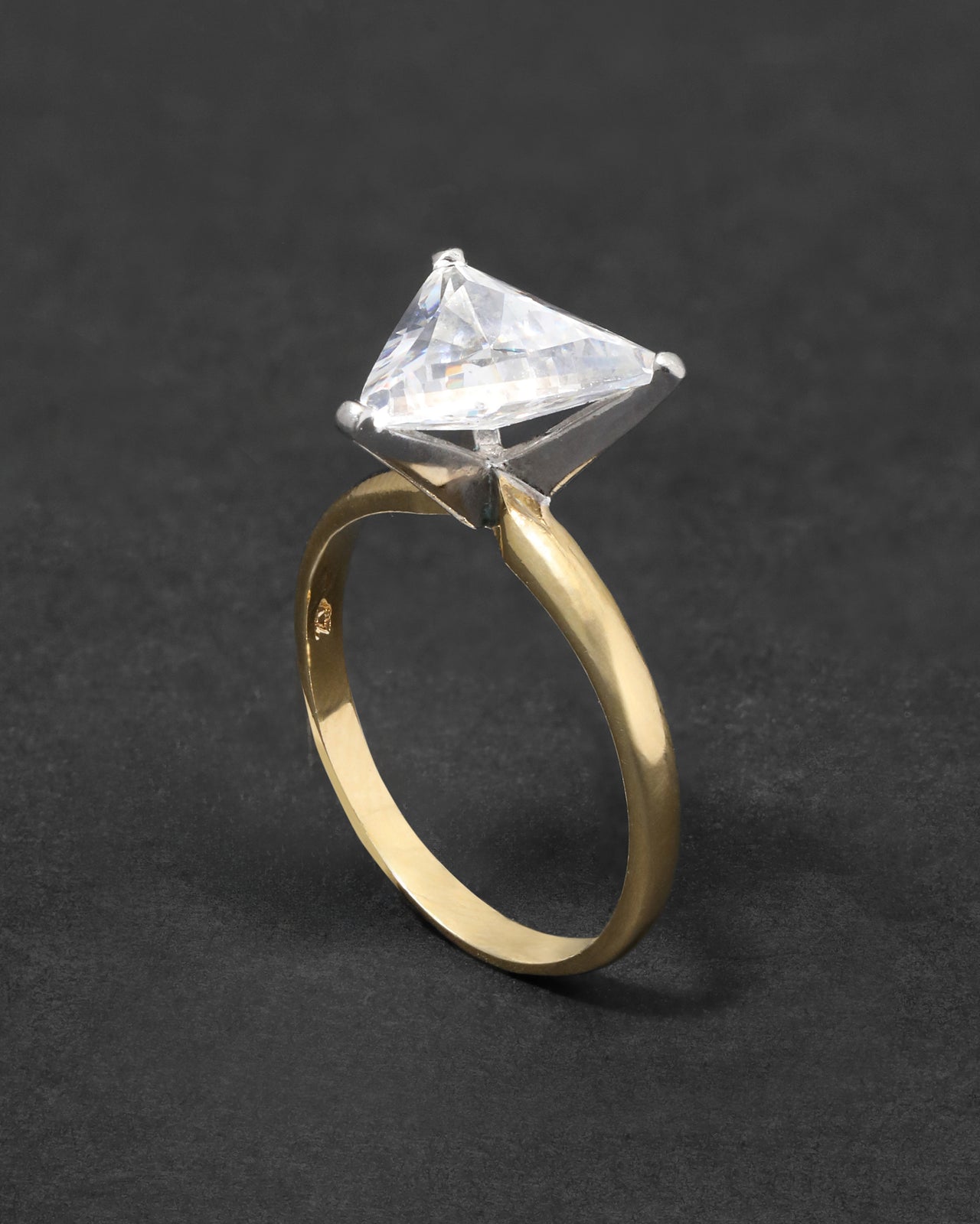 Vintage 1980s Gold Plated Sterling Silver Cut CZ Ring - Photo 2