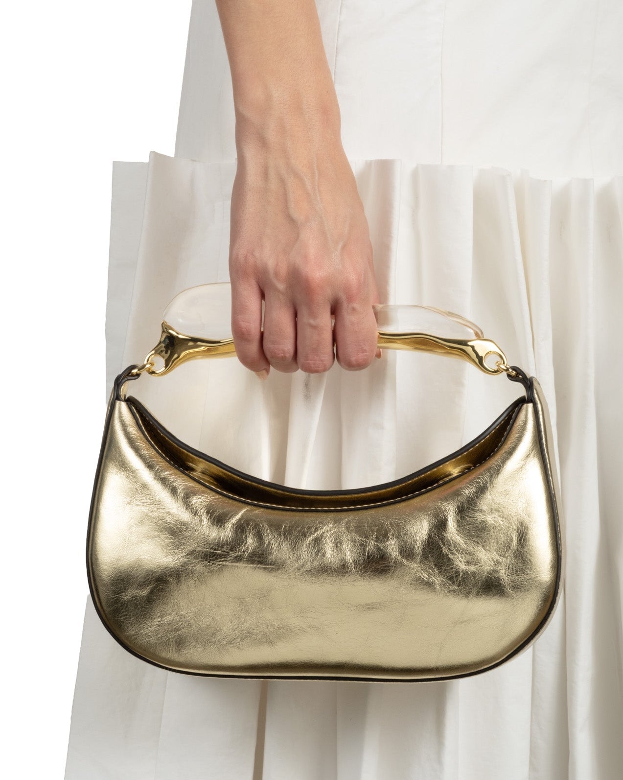 Water Stone Top Handle Clutch- Soft Gold - Photo 2