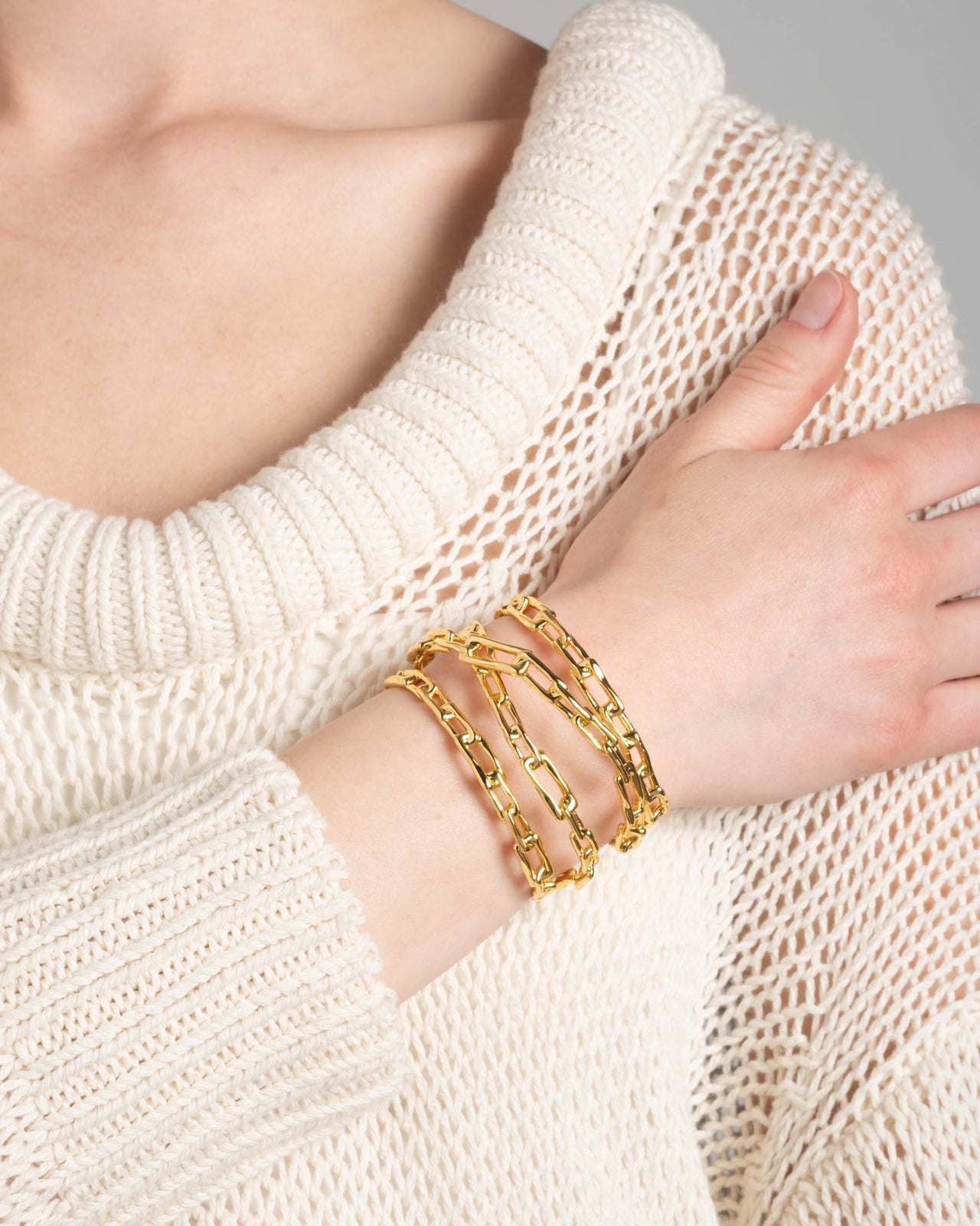 Wrapped Gold Chain Cuff Bracelet - Photo 2