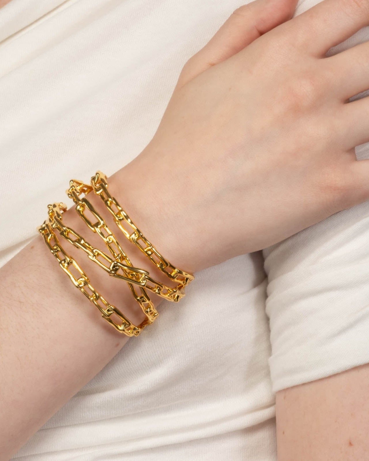 Wrapped Gold Chain Cuff Bracelet - Photo 2