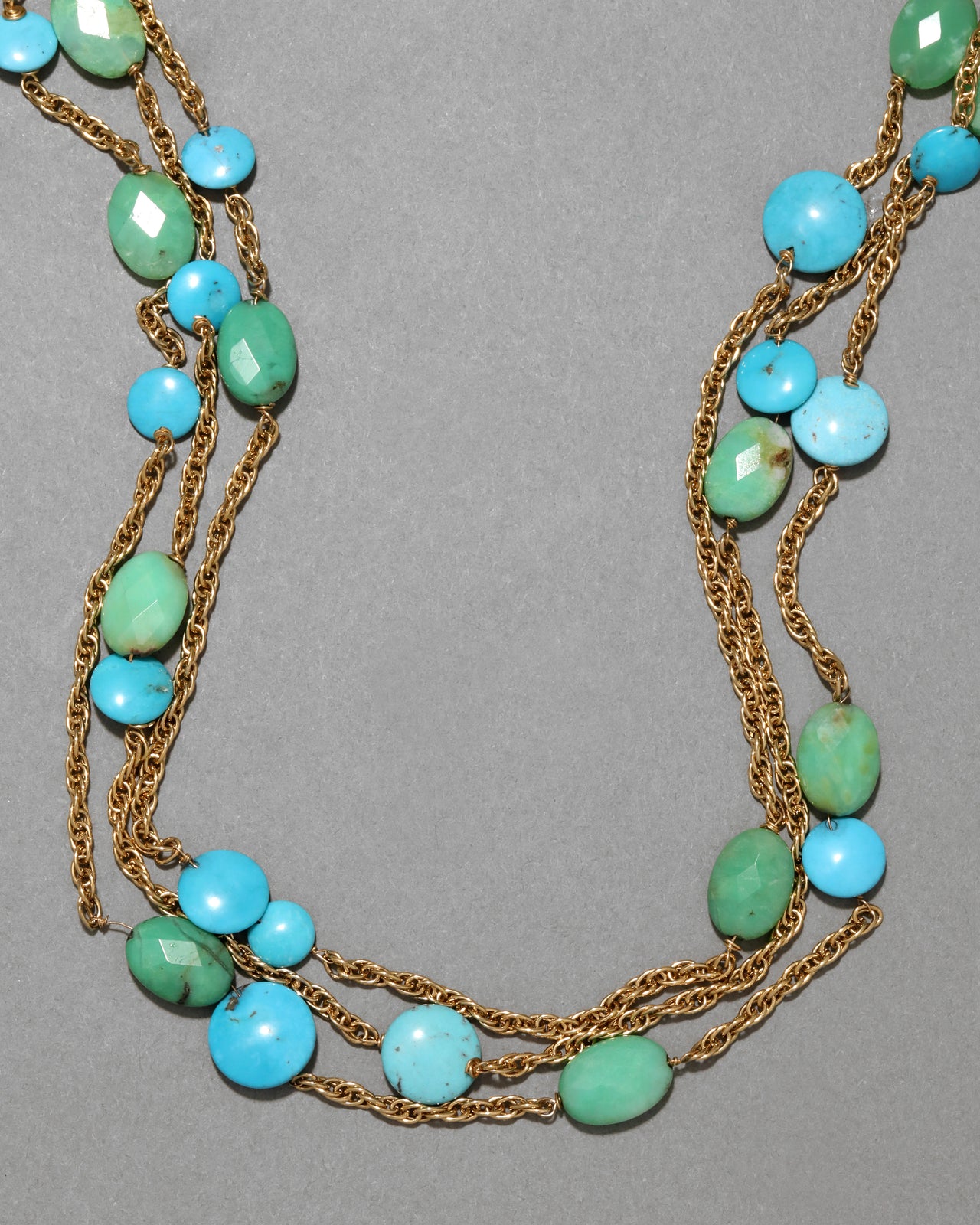 Archive Chrysoprase and Turquoise Triple Strand Necklace - Photo 2