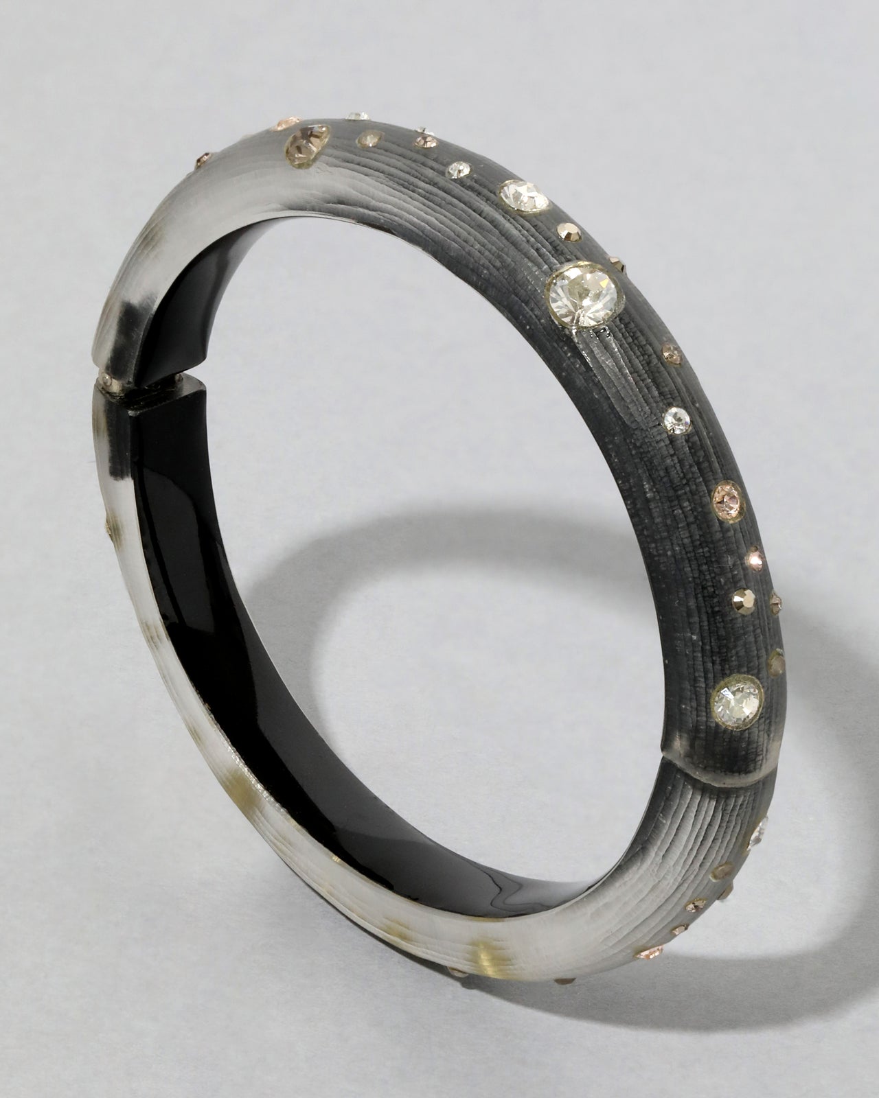 Diamond Dust Lucite Hinge Bracelet- Black - Photo 2