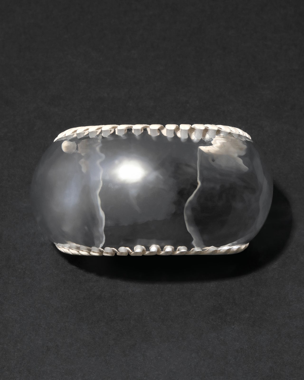 Archive Leather Wrapped Liquid Clear Lucite Cuff Bracelet - Photo 2