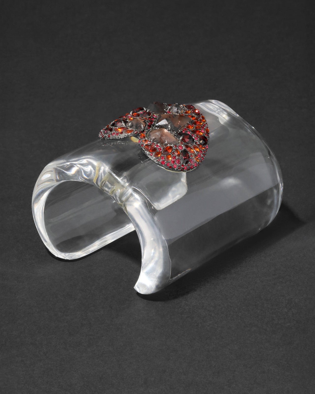 Archive Crystal Pavé Heart Liquid Clear Lucite Cuff Bracelet - Photo 2