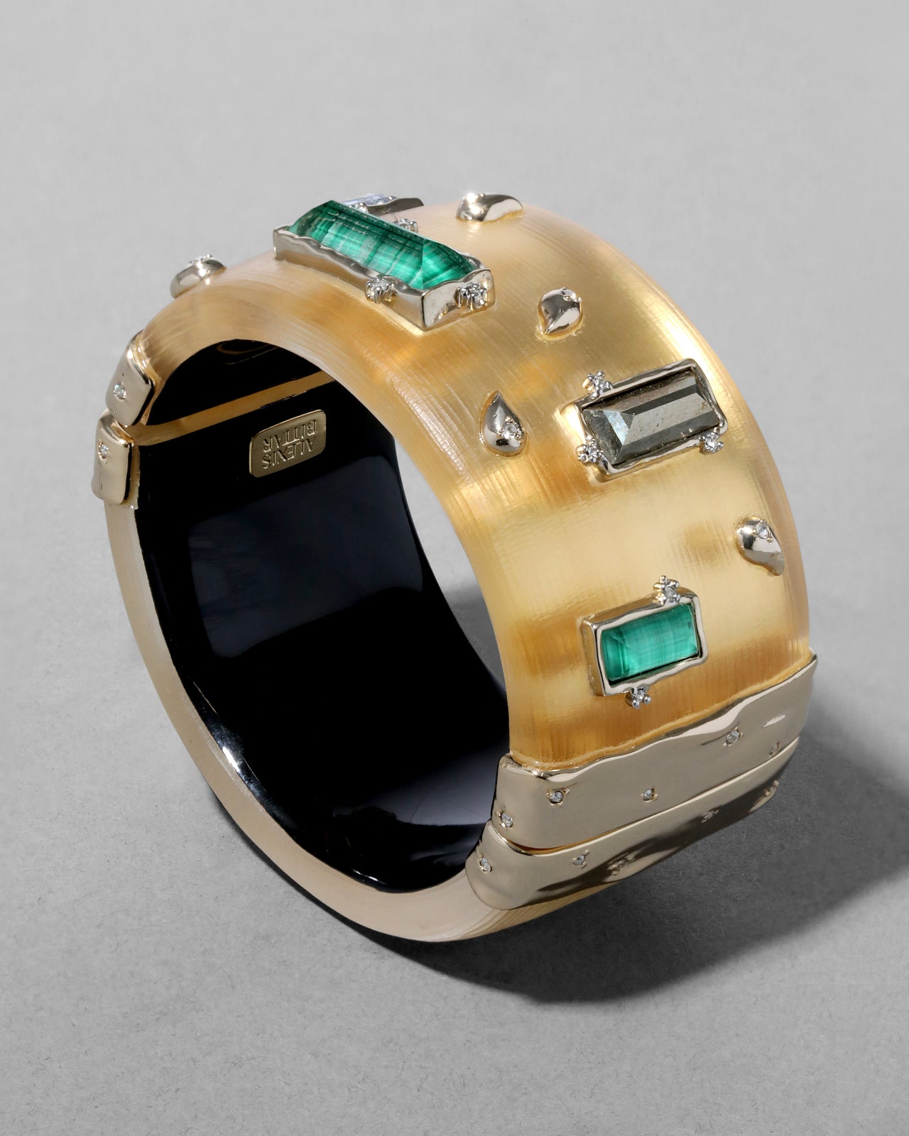 Archive Malachite Doublet and Pyrite Lucite Wide Hinge Bracelet - Photo 2