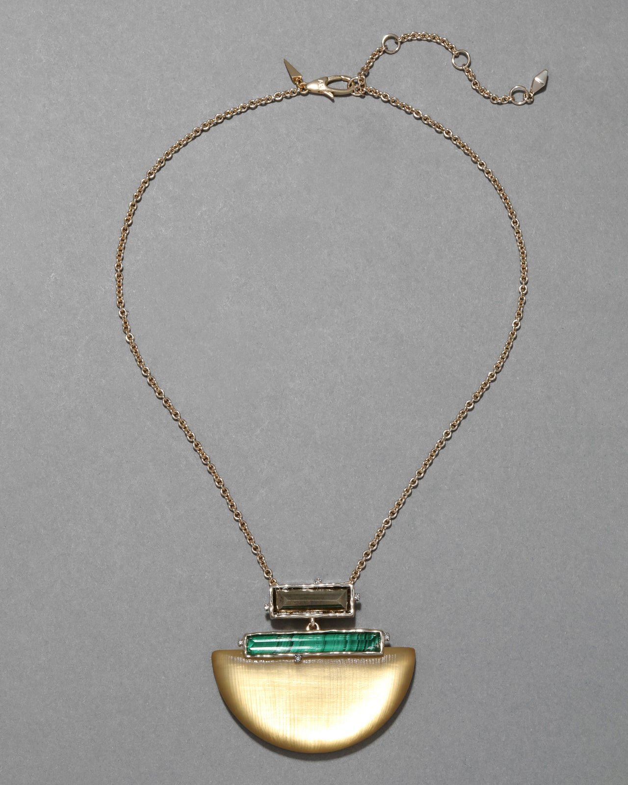 Archive Malachite Doublet and Pyrite Lucite Pendant Necklace - Photo 2