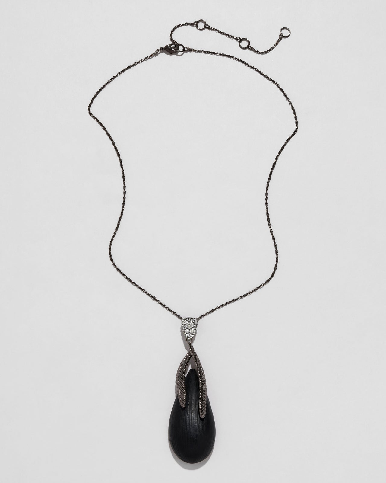 Archive Gunmetal Feather Lucite Drop Pendant Necklace - Photo 2