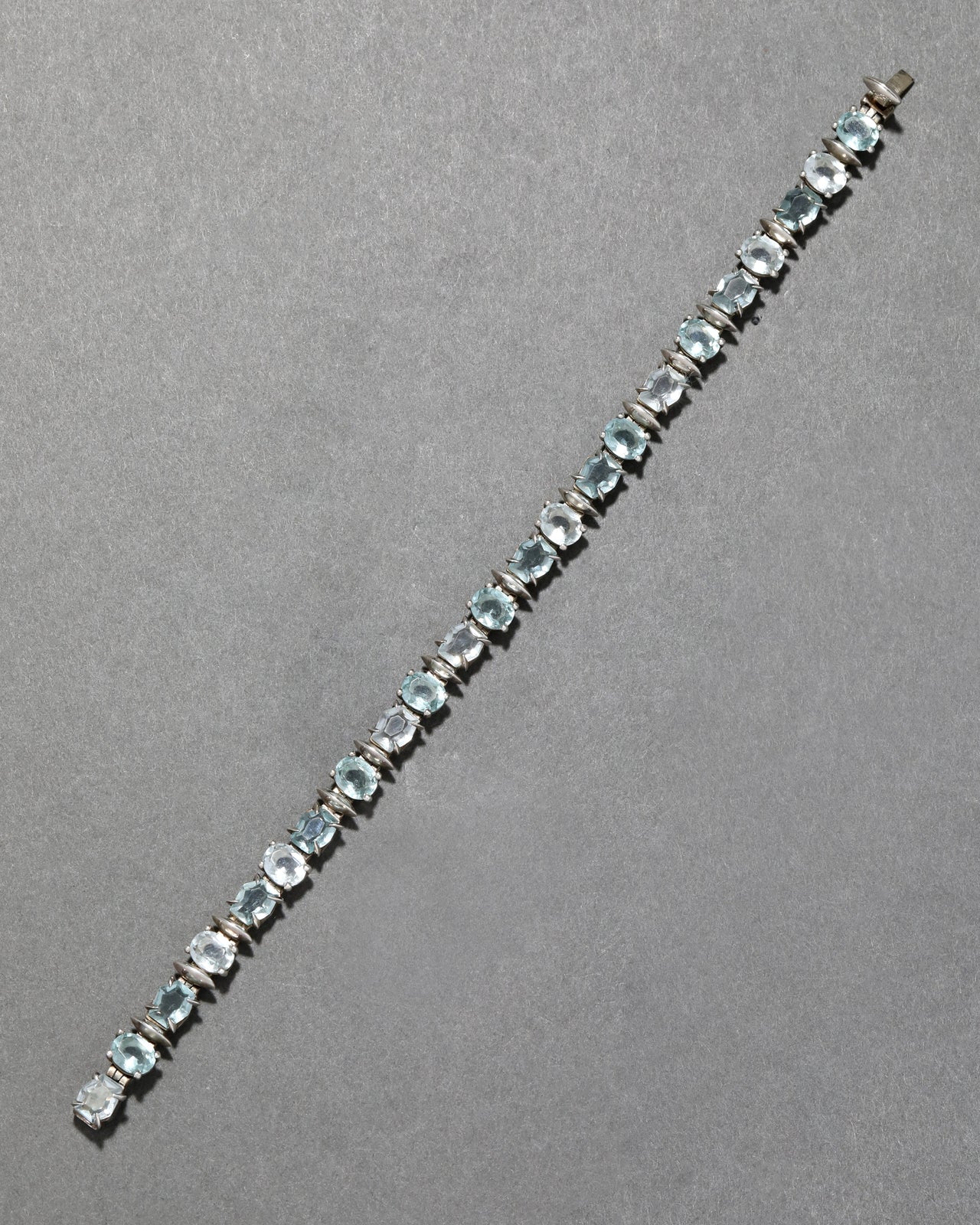 Archive Fine Sterling Silver with Aquamarine and Quartz Line Bracelet - Photo 2