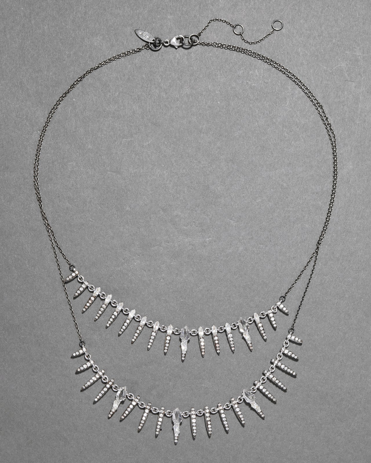 Archive Fine Sterling Silver with Quartz, White Topaz and White Sapphire Layered Necklace - Photo 2