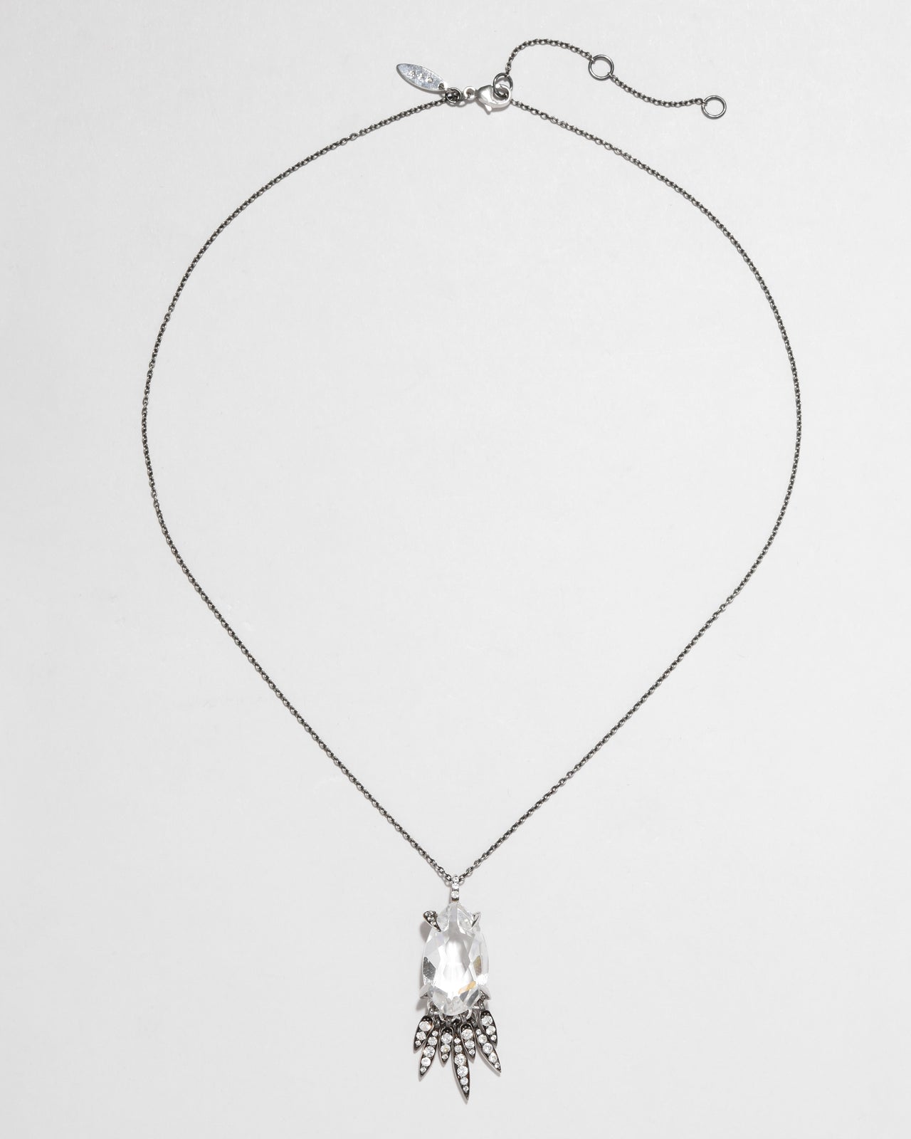 Archive Fine Sterling Silver with Clear Quartz and White Sapphire Pendant Necklace - Photo 2