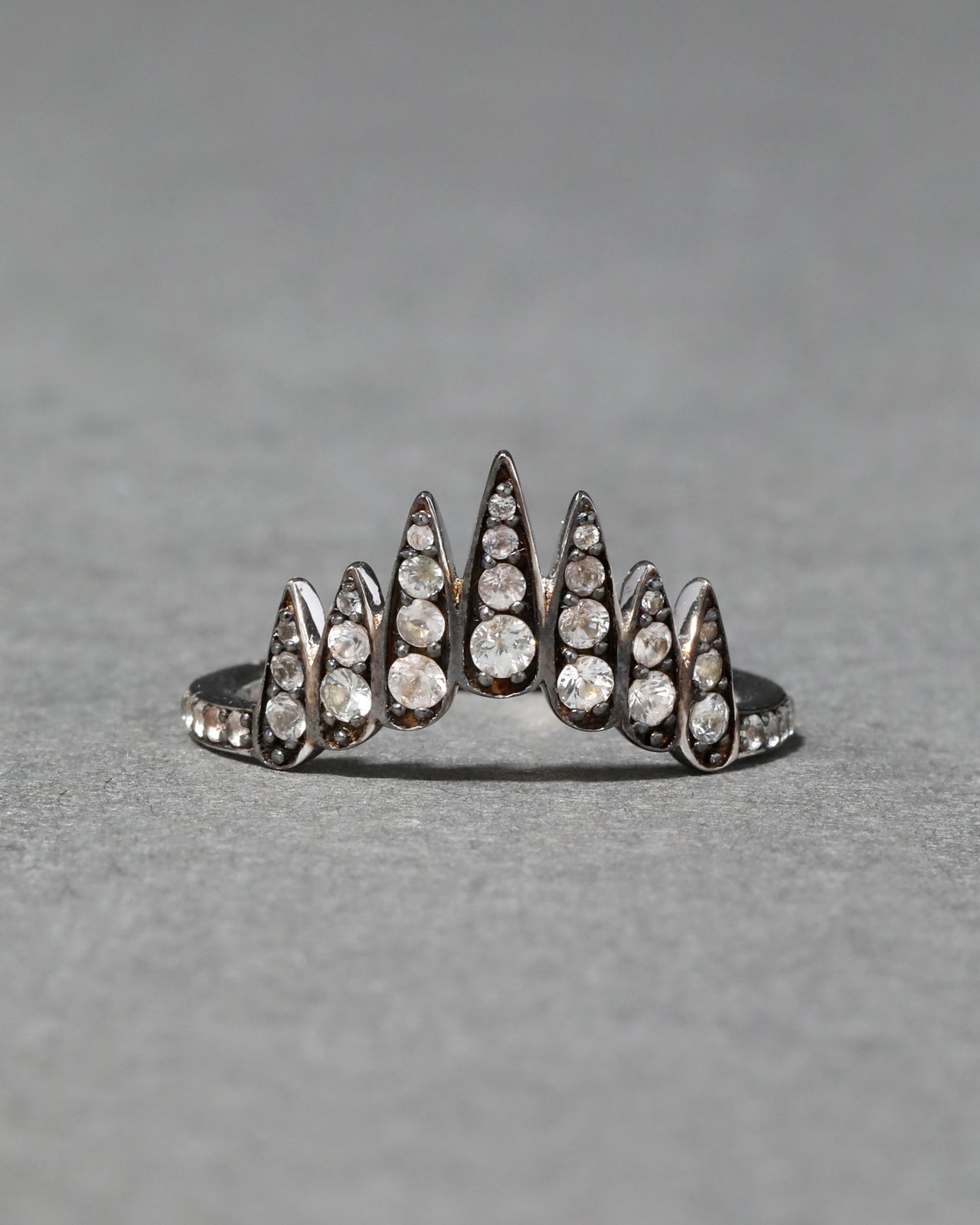 Archive Fine Sterling Silver White Sapphire Nested Spear Ring - Photo 2