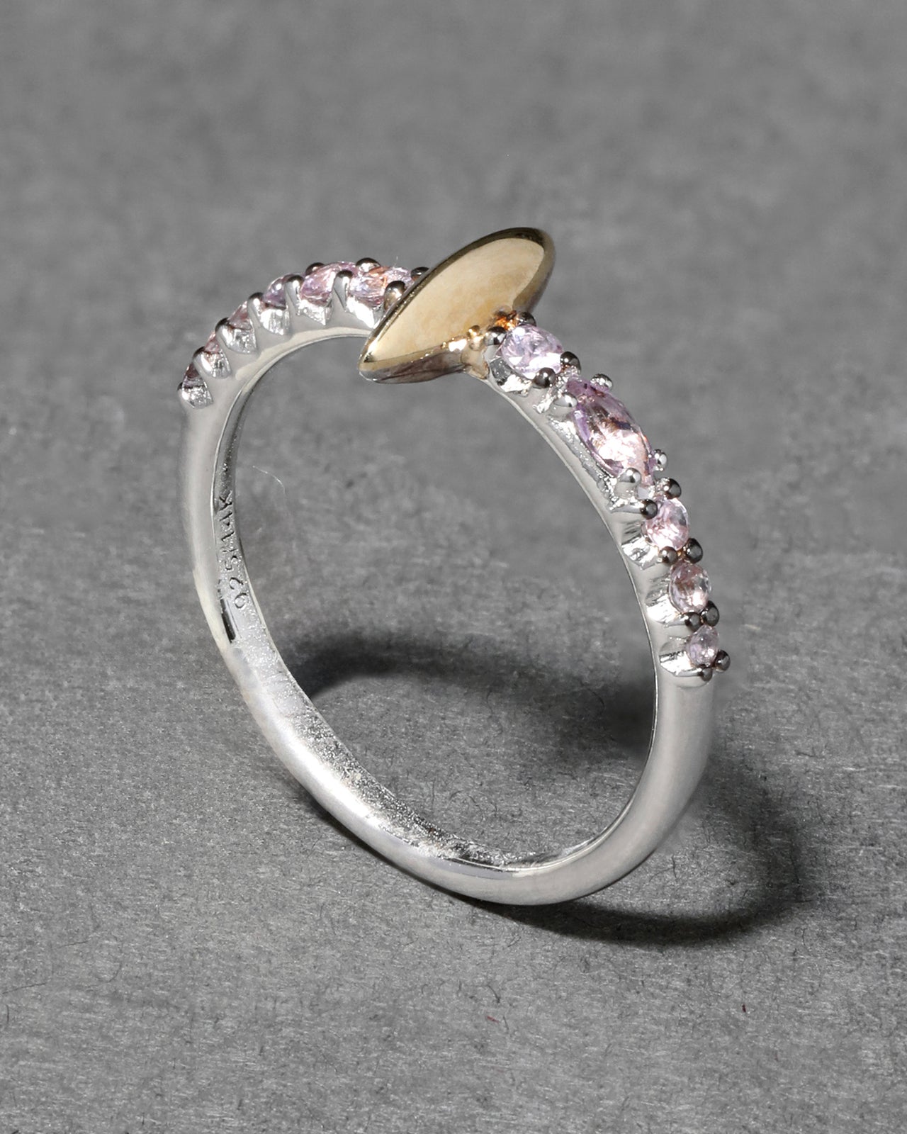 Archive Fine Sterling Silver, Amethyst and Purple Sapphire with 14k Gold Marquise Ring - Photo 2