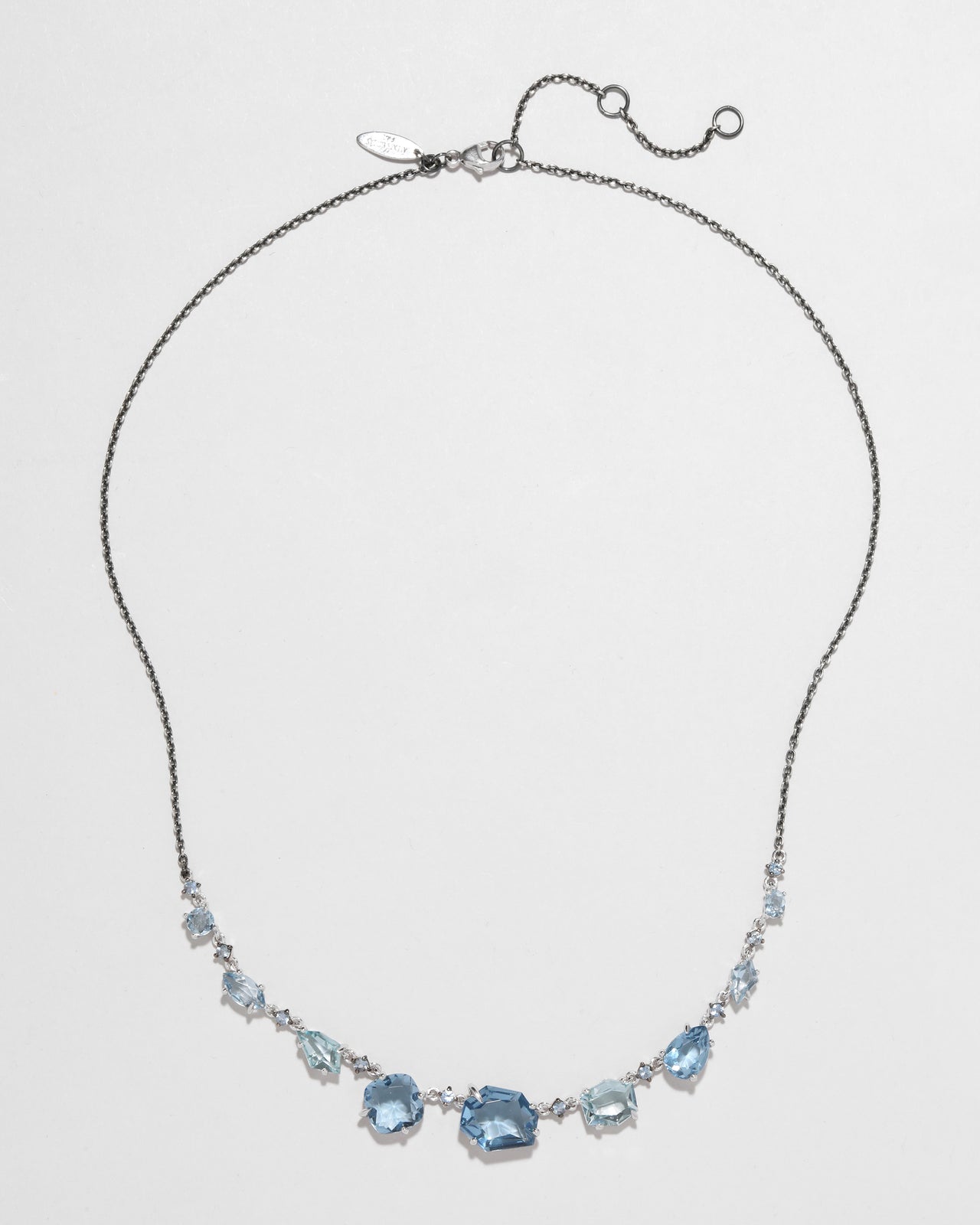 Archive Fine Sterling Silver with Aquamarine and Blue Sapphire Chain Necklace - Photo 2
