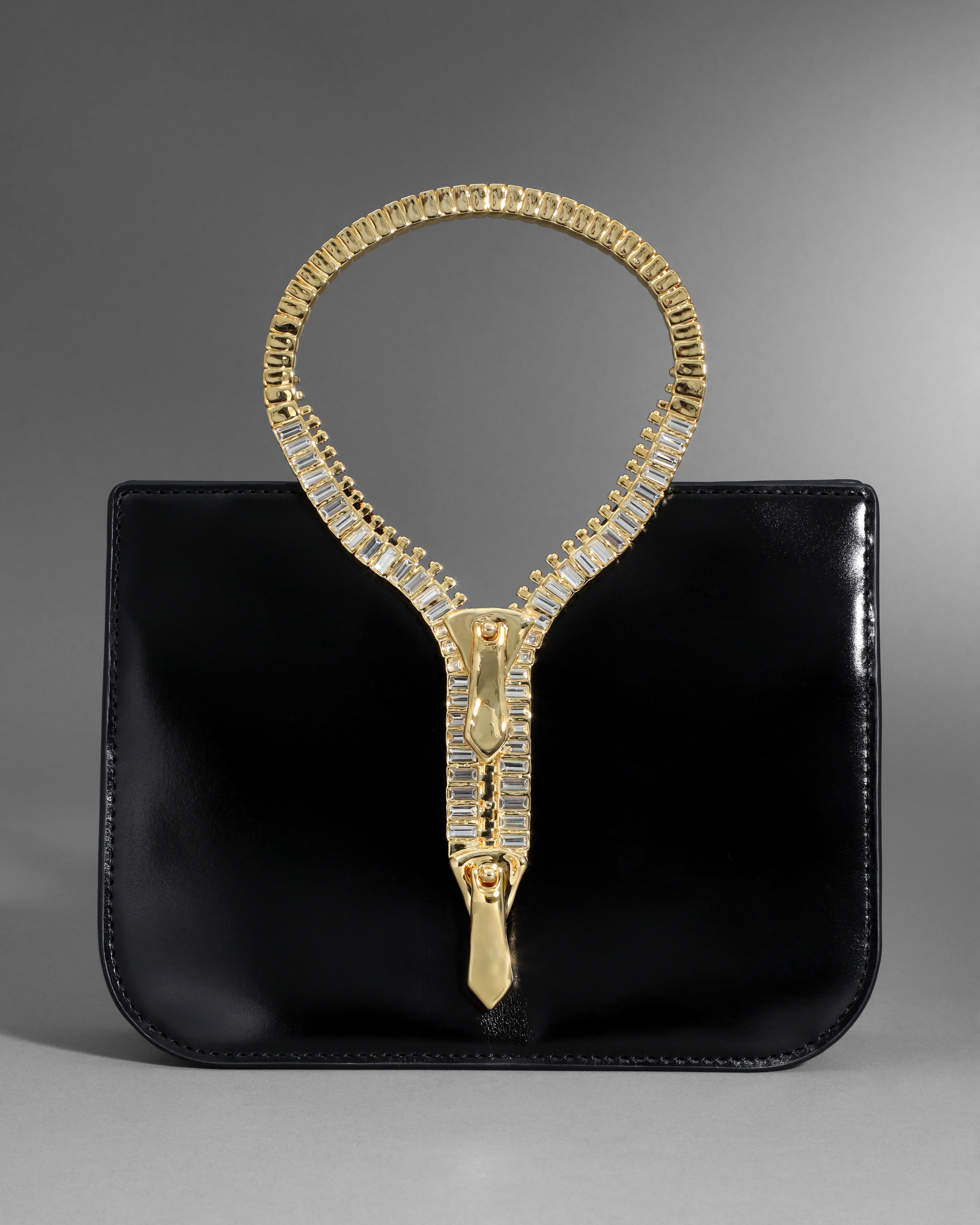 Zipper Top Handle Bag- Black