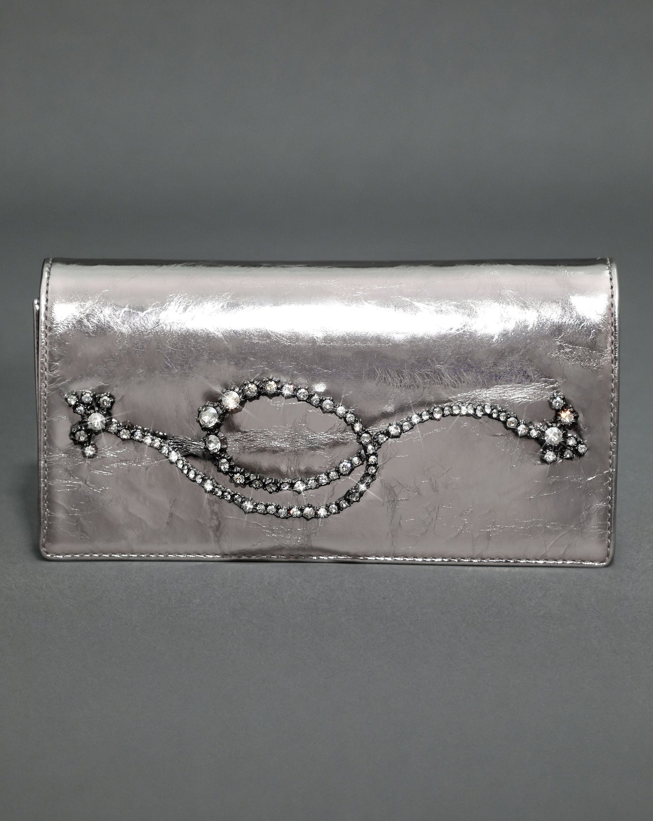 Punk Royale Crystal Side Handle Clutch- Pewter - Photo 2