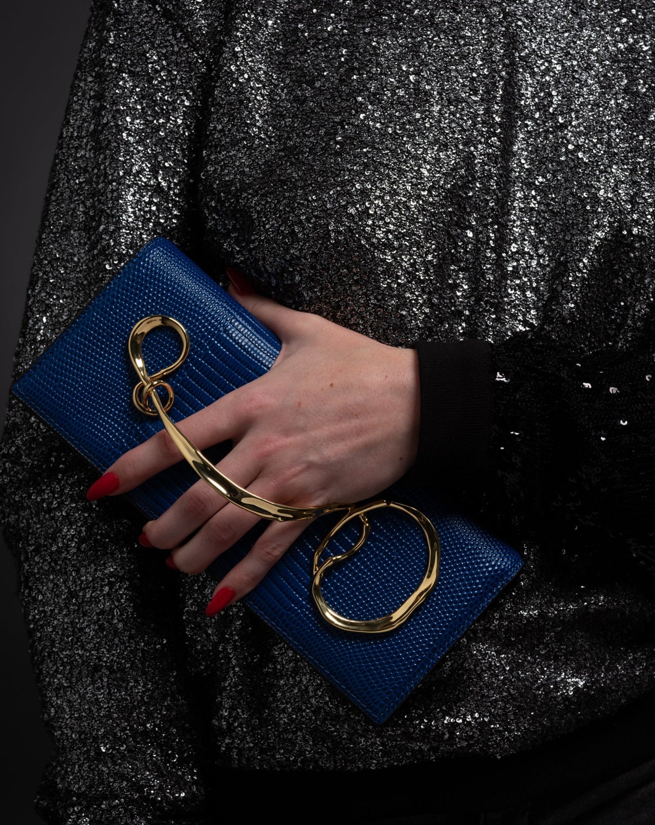 Twisted Gold Side Handle Clutch Purse - Cobalt - Photo 2