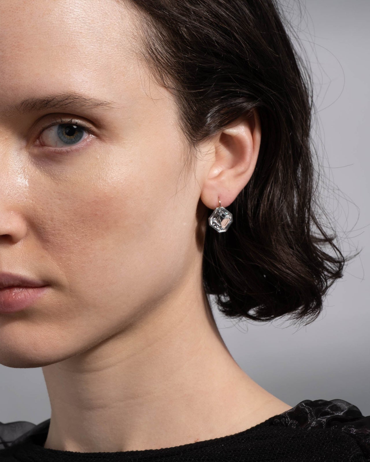 Asscher Cut Paste Stone Wire Drop Earrings - Photo 2